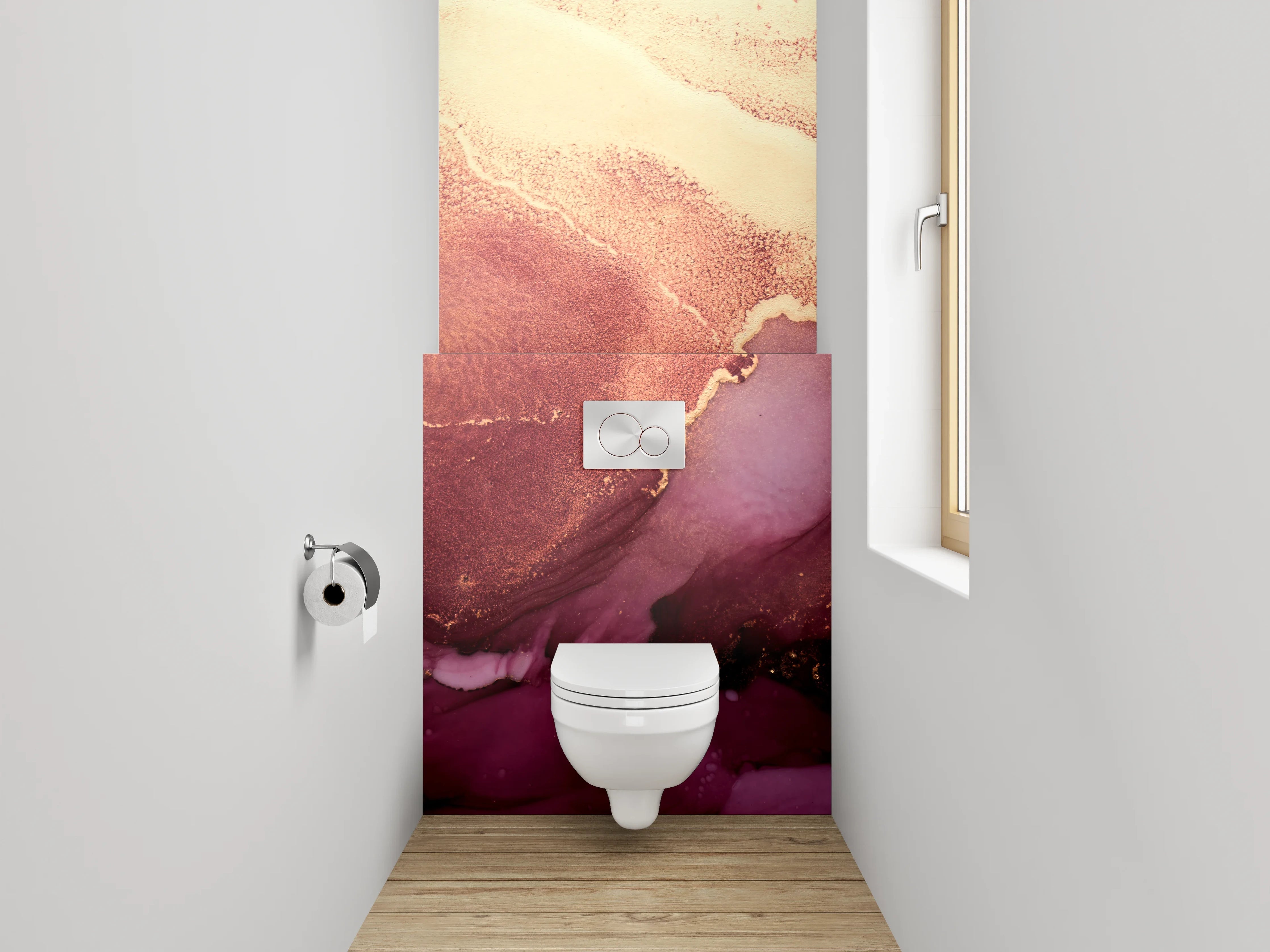 WC-Rückwand - Abstrakte Gold-Marmor Kunst