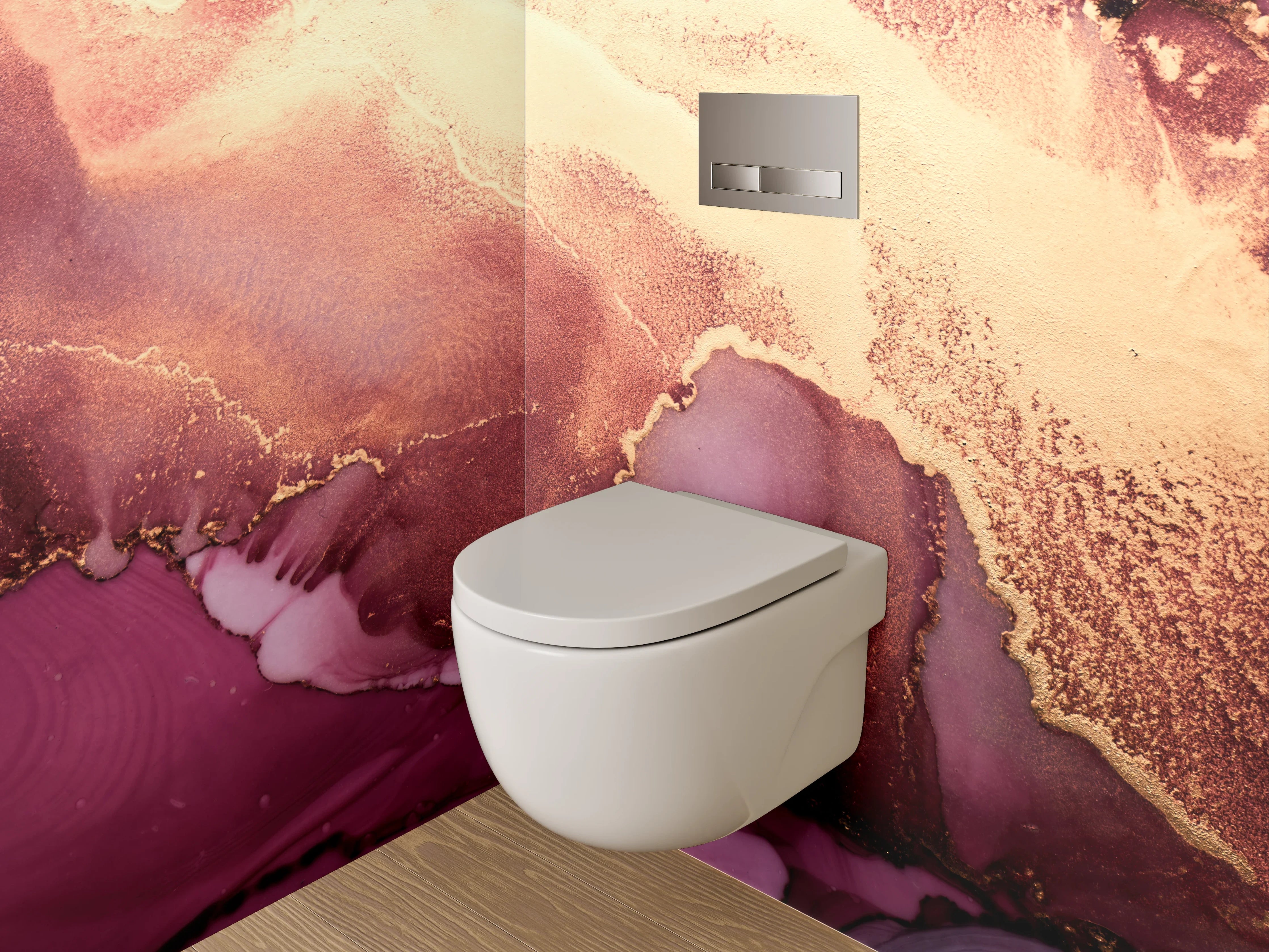 WC-Rückwand - Abstrakte Gold-Marmor Kunst