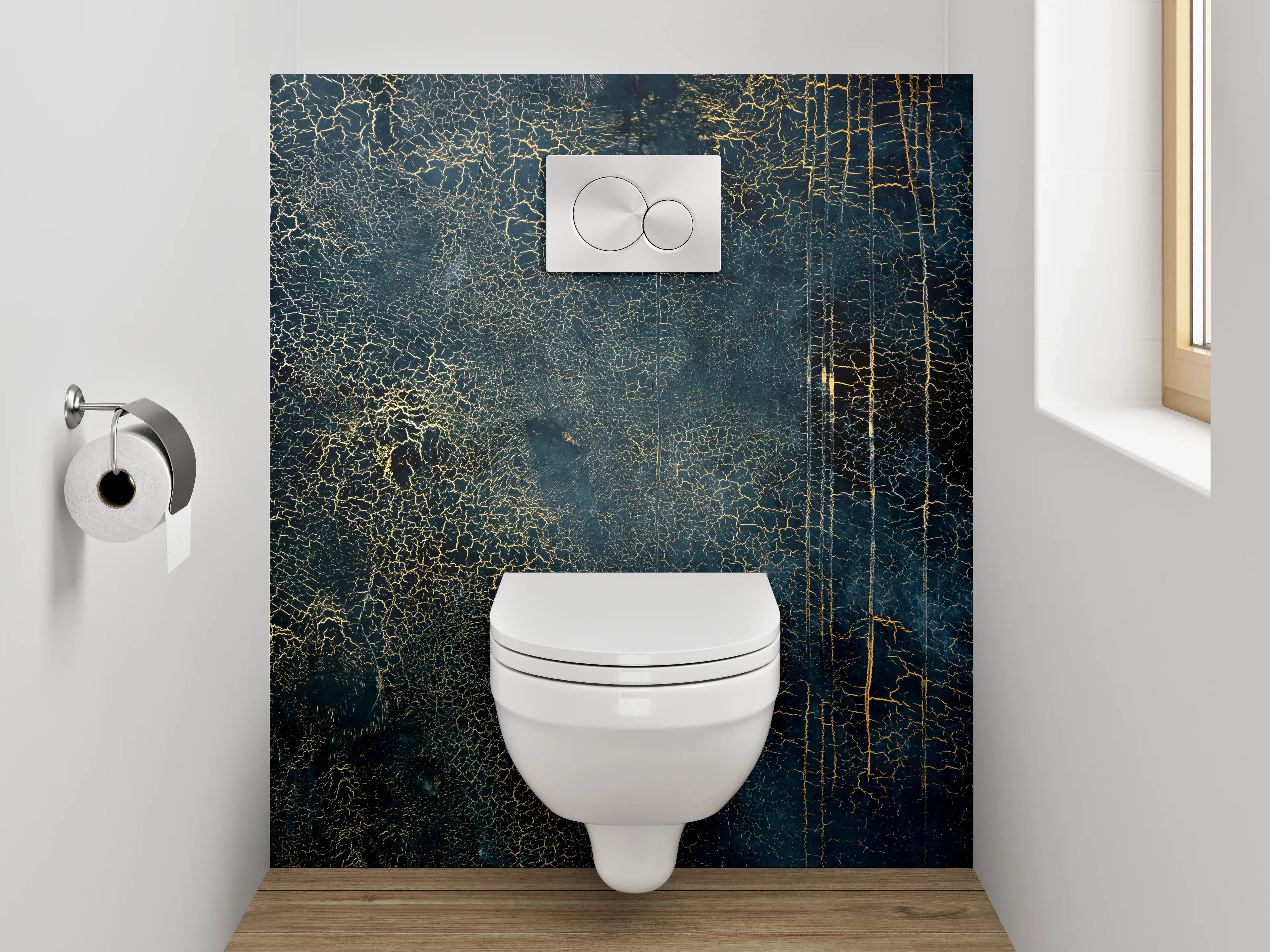 WC-Rückwand - Abstrakte Goldader-Dekorplatte