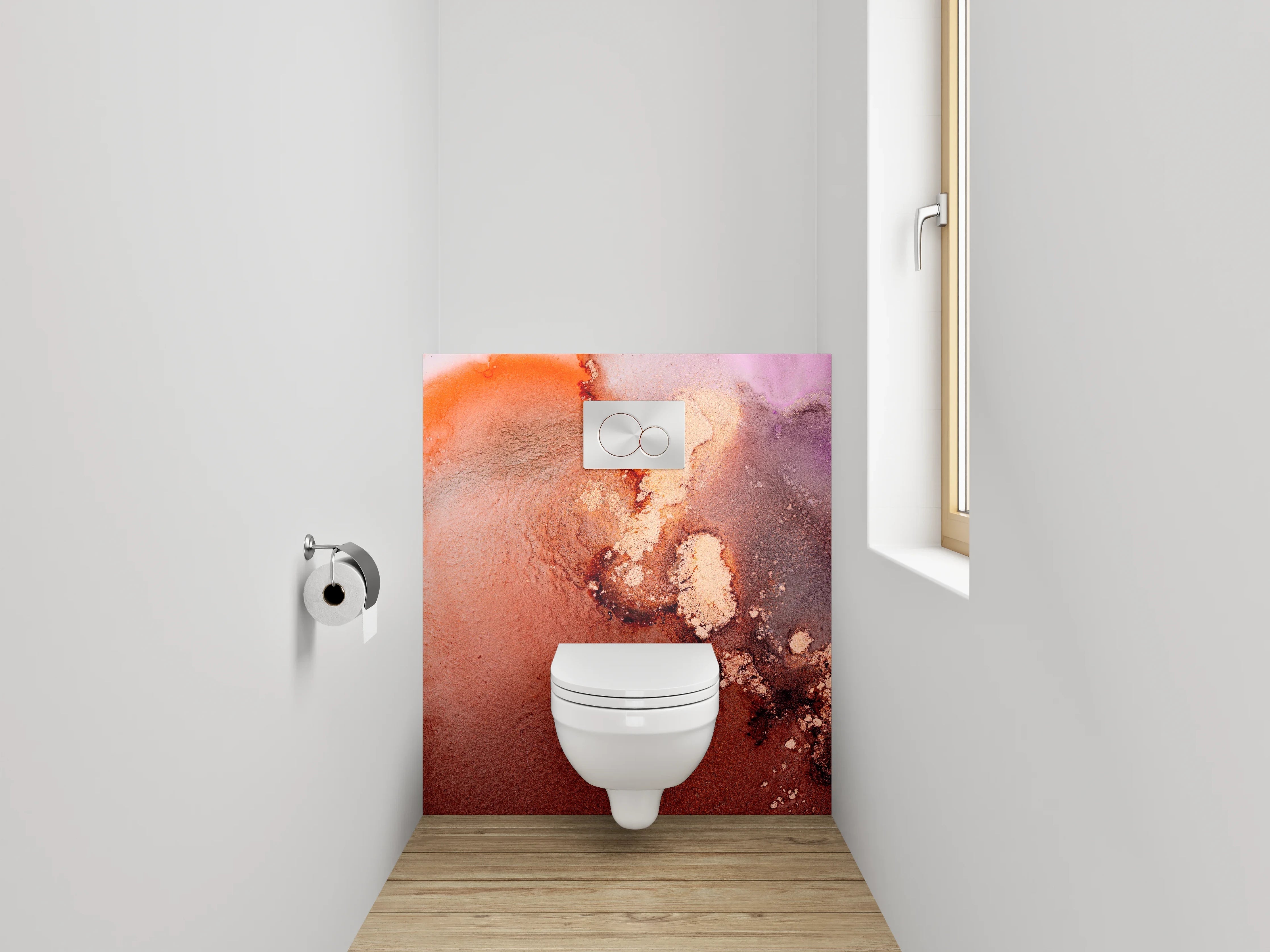 WC-Rückwand - Abstrakte Kunst Marmoroptik Rot Lila