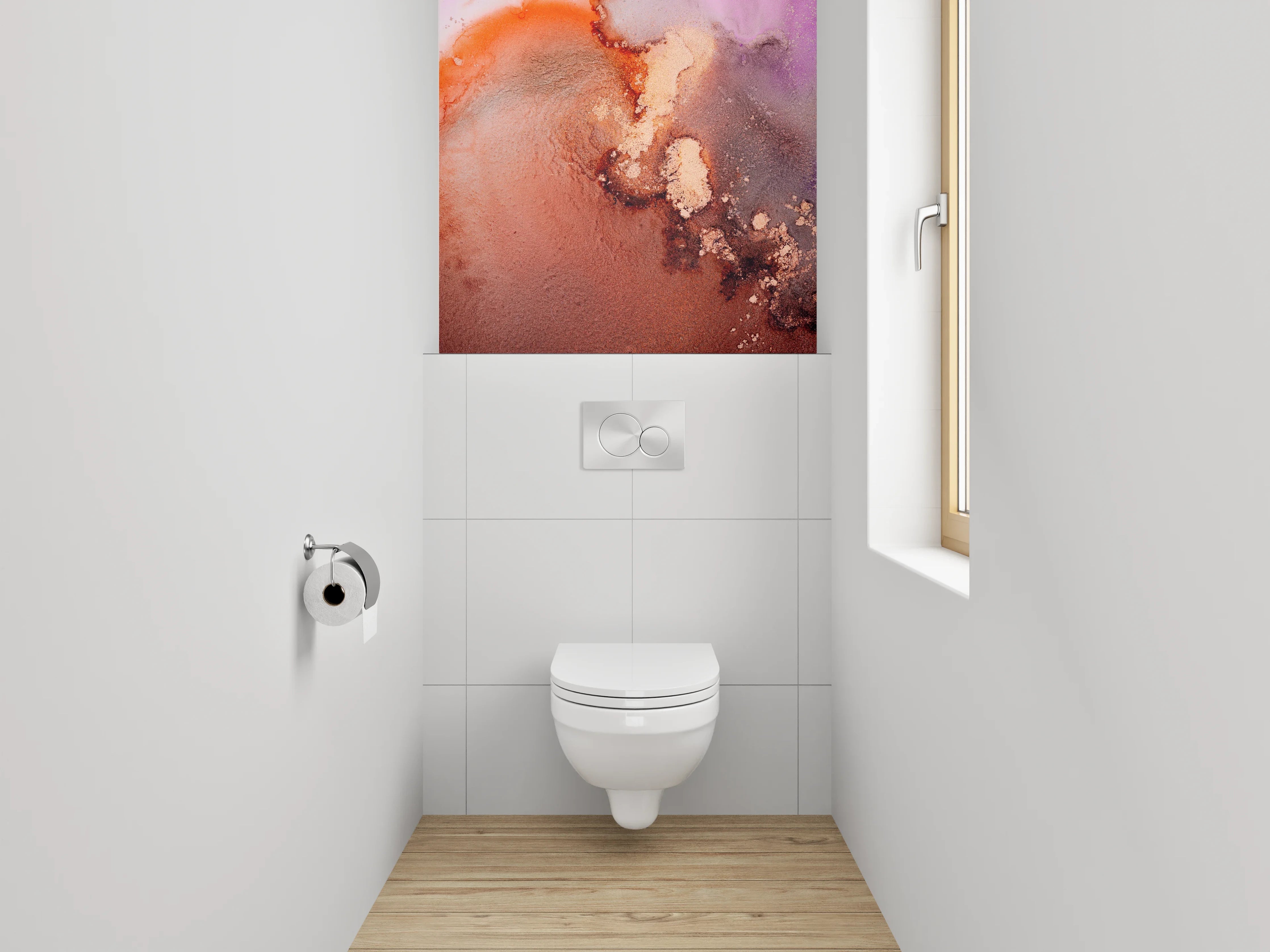 WC-Rückwand - Abstrakte Kunst Marmoroptik Rot Lila