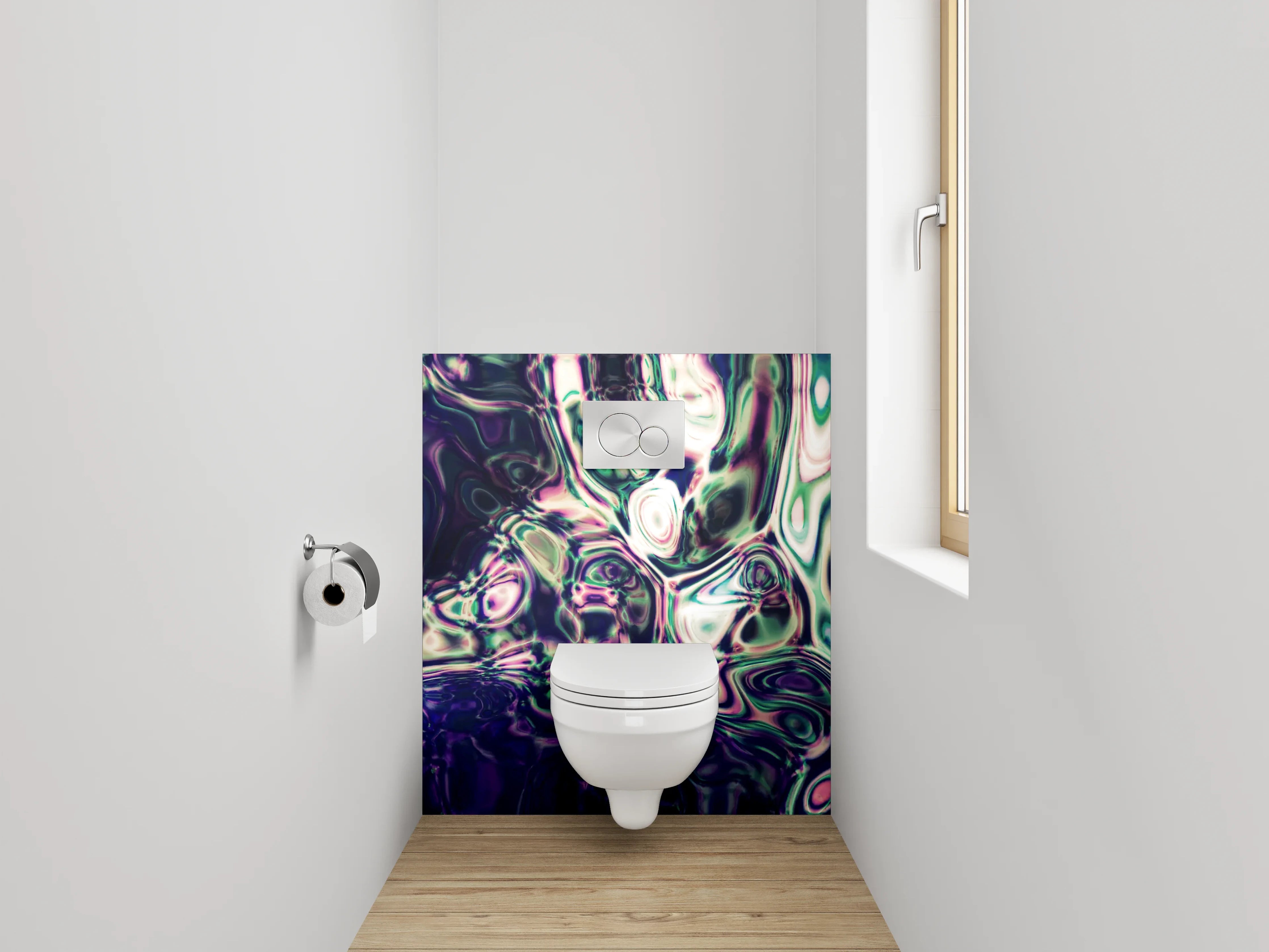WC-Rückwand - Abstrakte Kunst violett-grün
