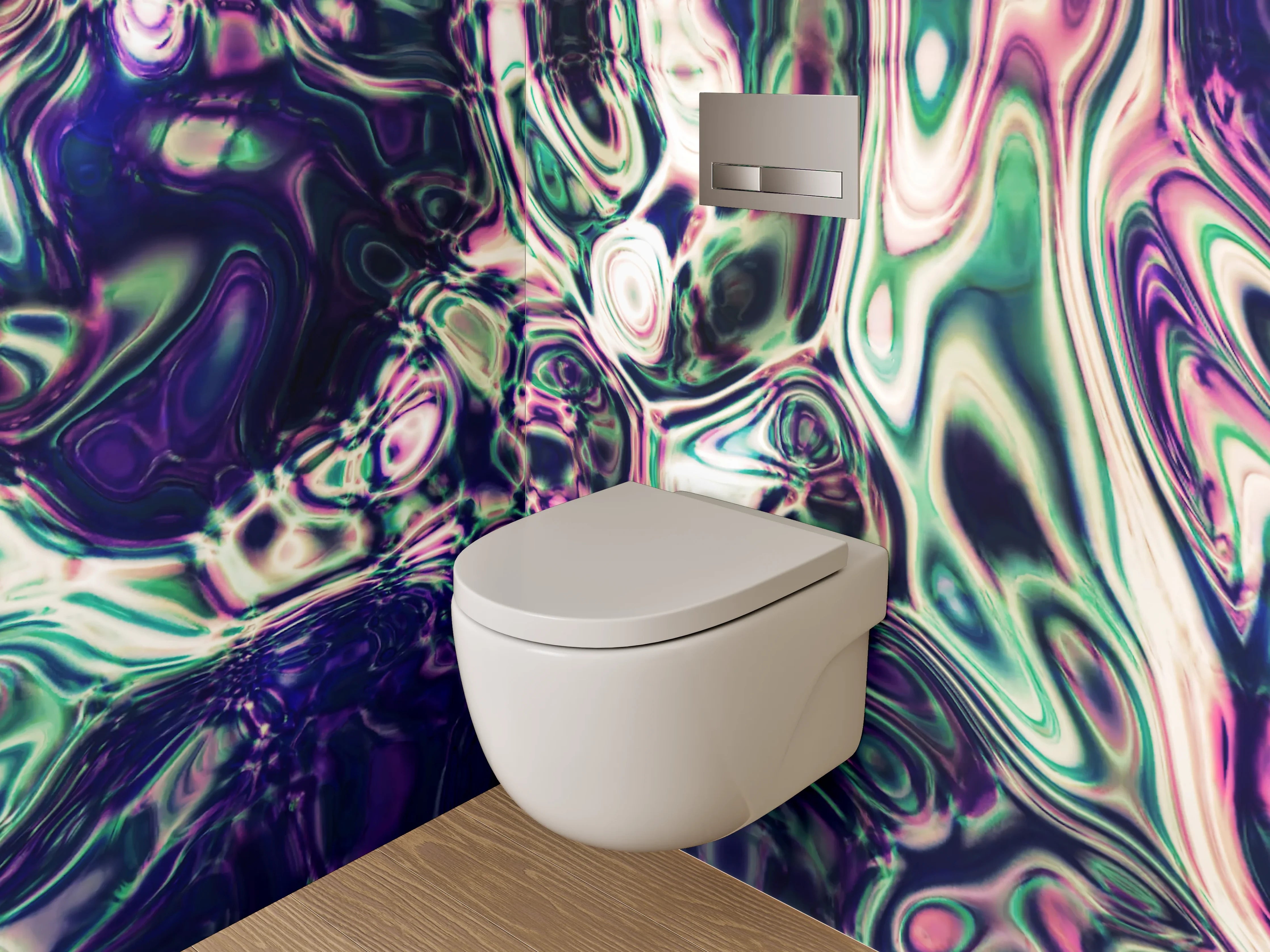 WC-Rückwand - Abstrakte Kunst violett-grün