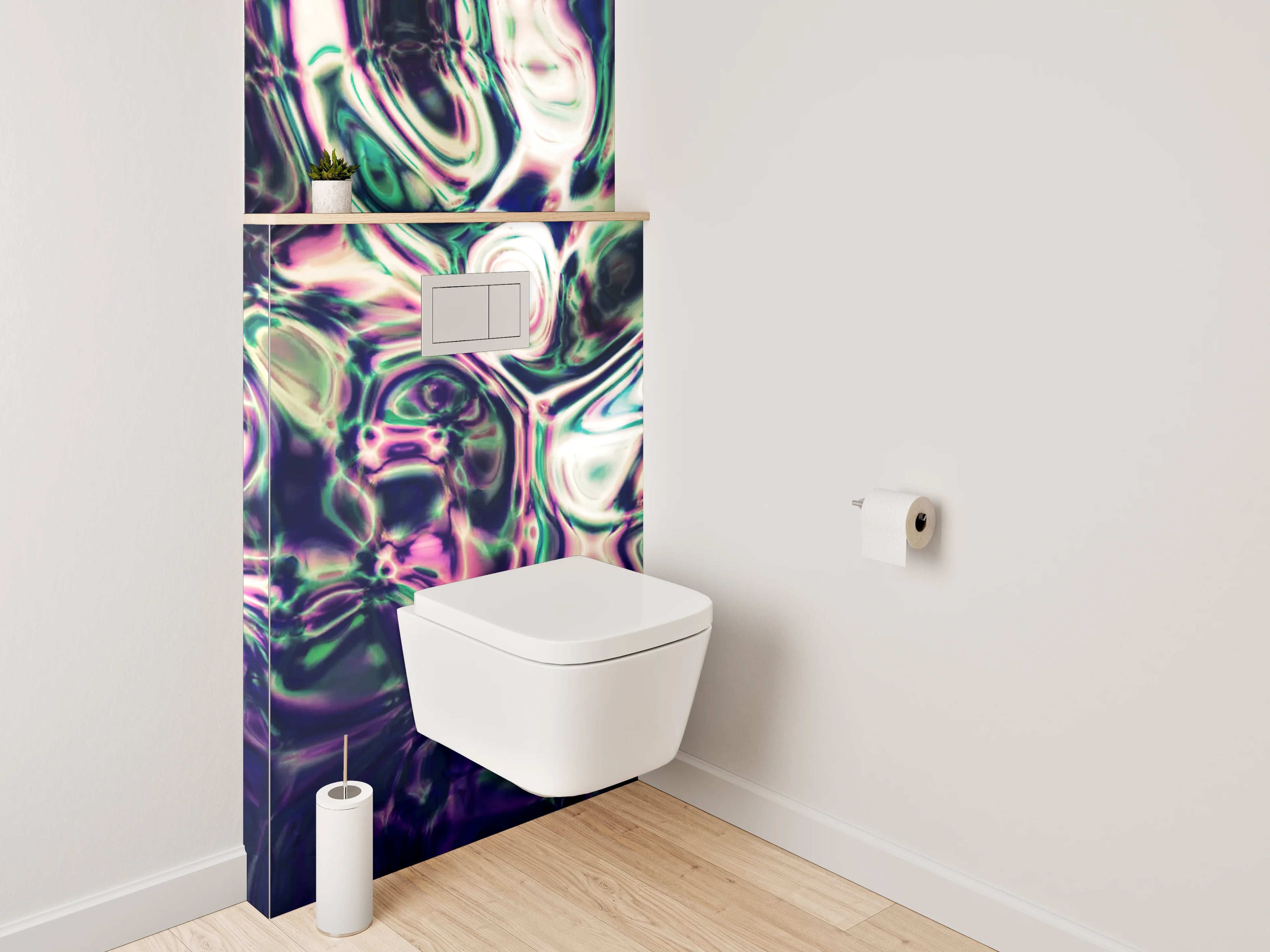 WC-Rückwand - Abstrakte Kunst violett-grün