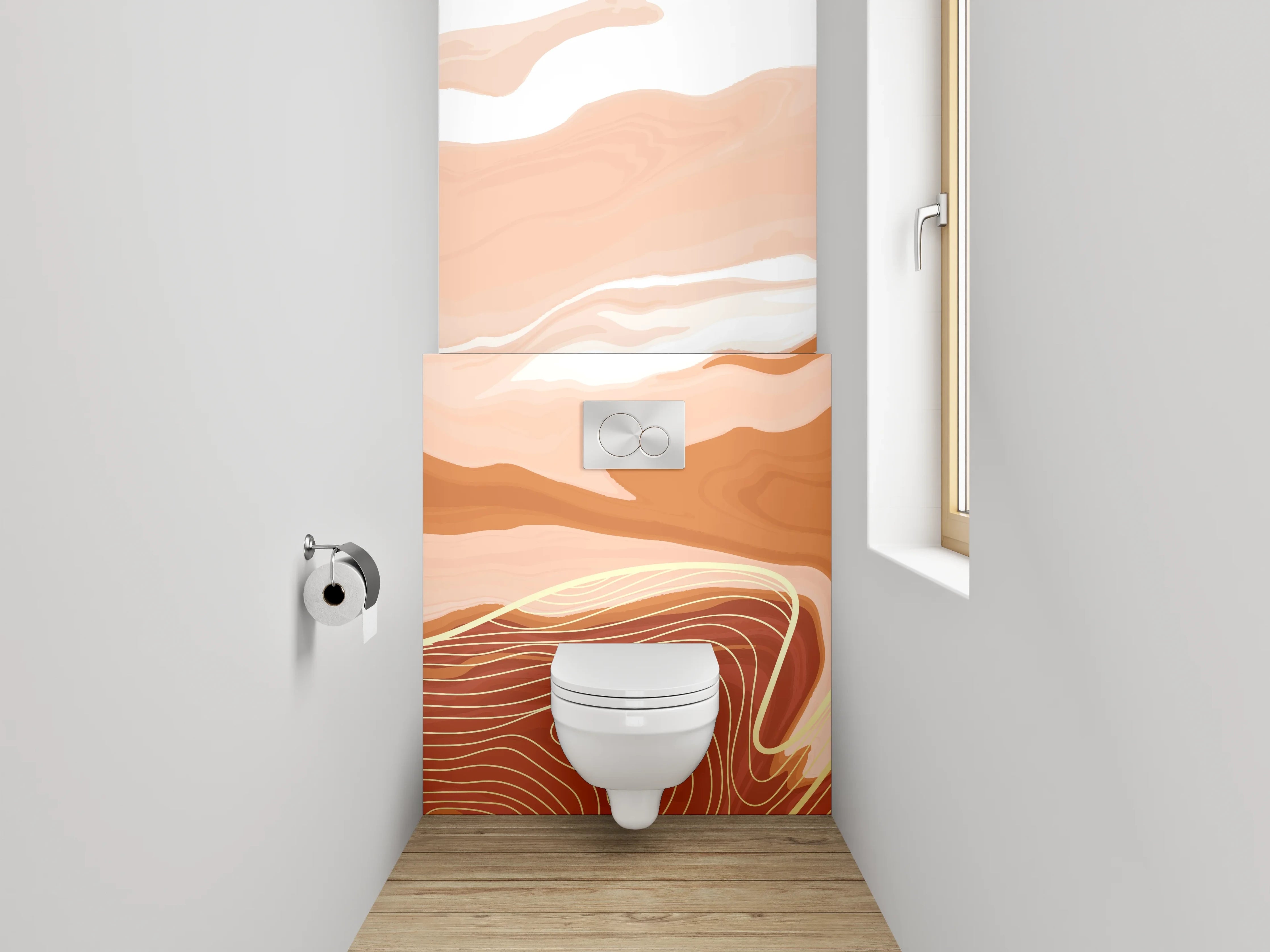WC-Rückwand - Abstrakte Landschaft in Sandtönen