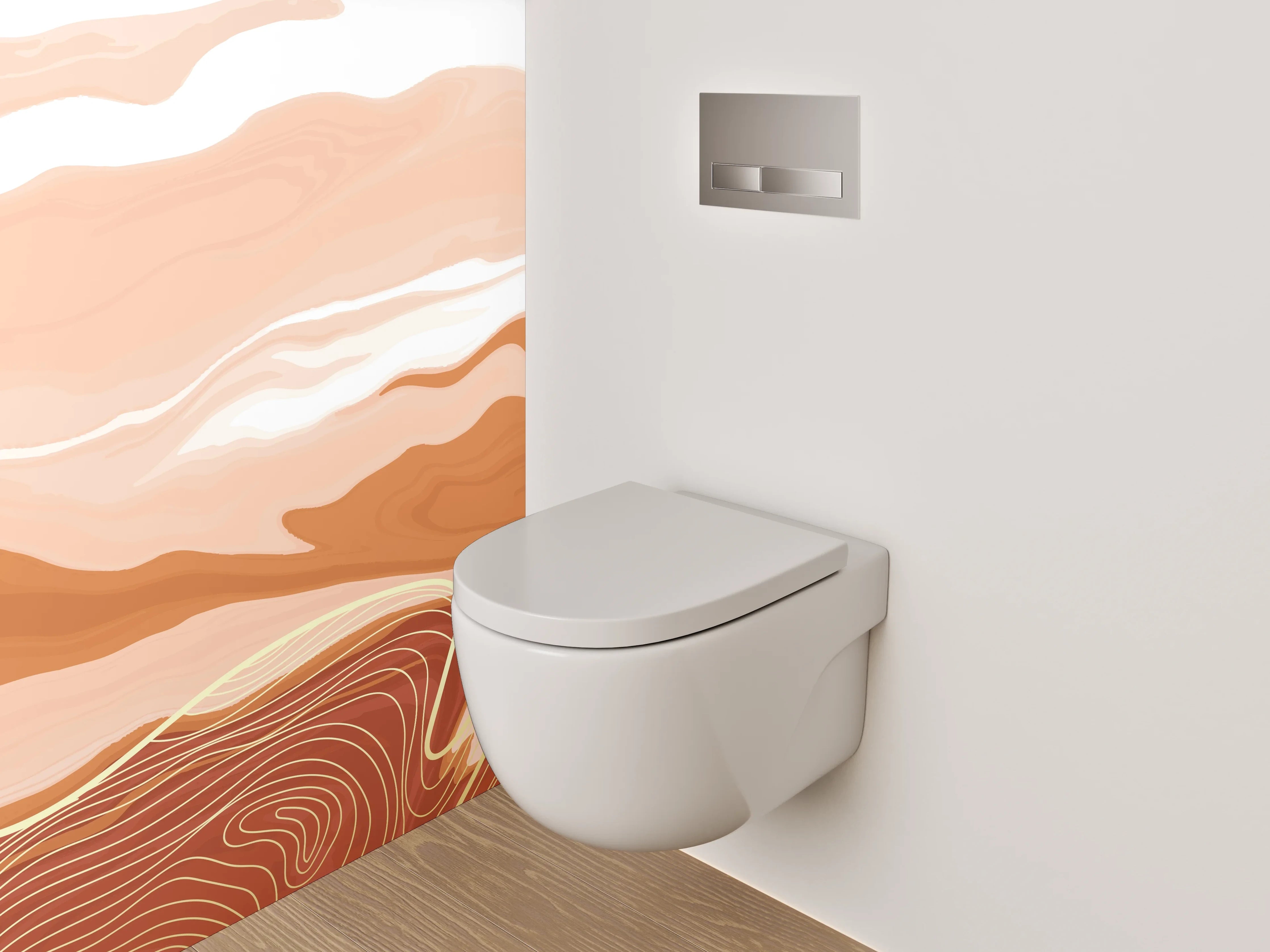 WC-Rückwand - Abstrakte Landschaft in Sandtönen