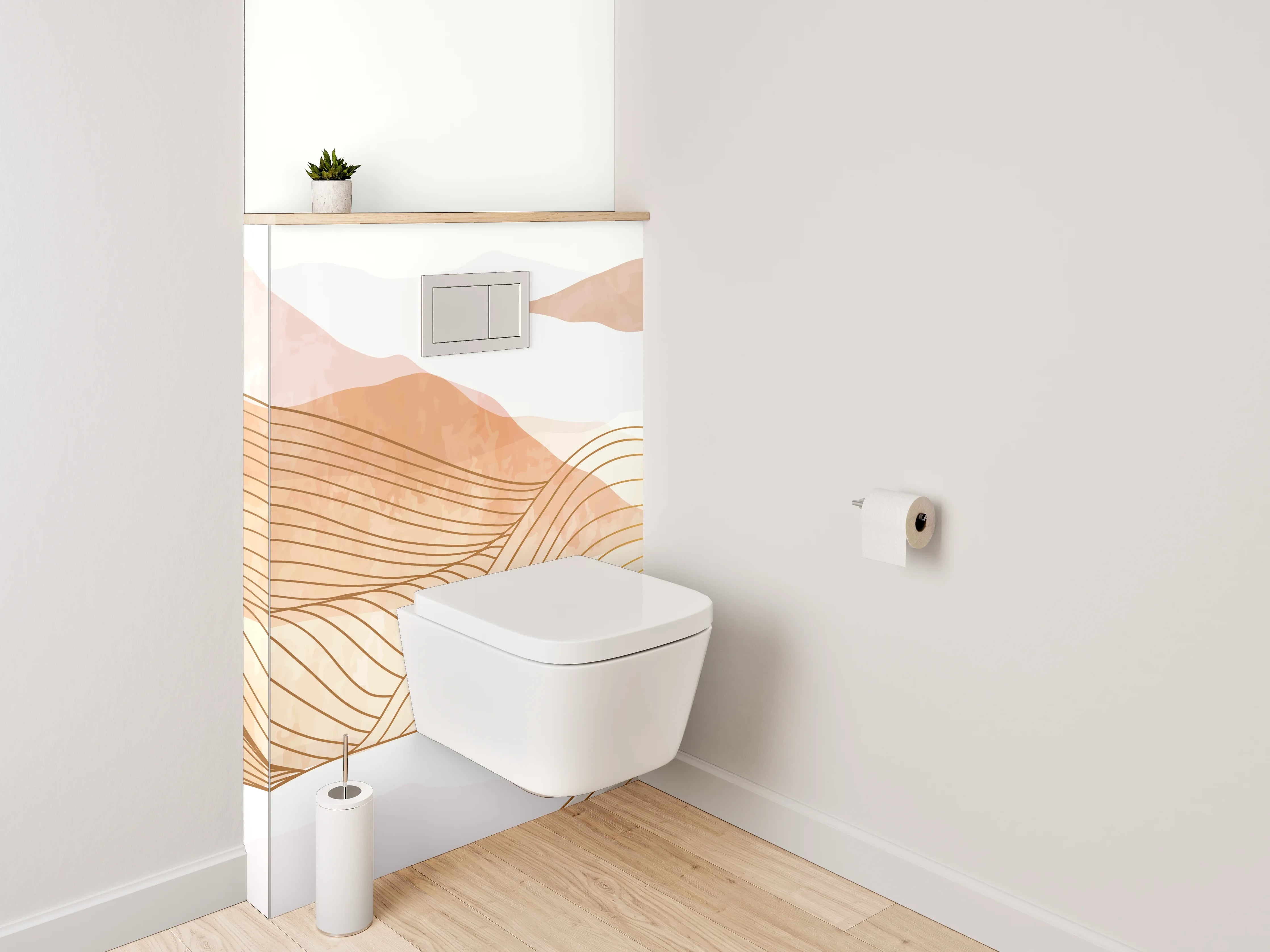 WC-Rückwand - Abstrakte Landschaft in sanften Erdtönen