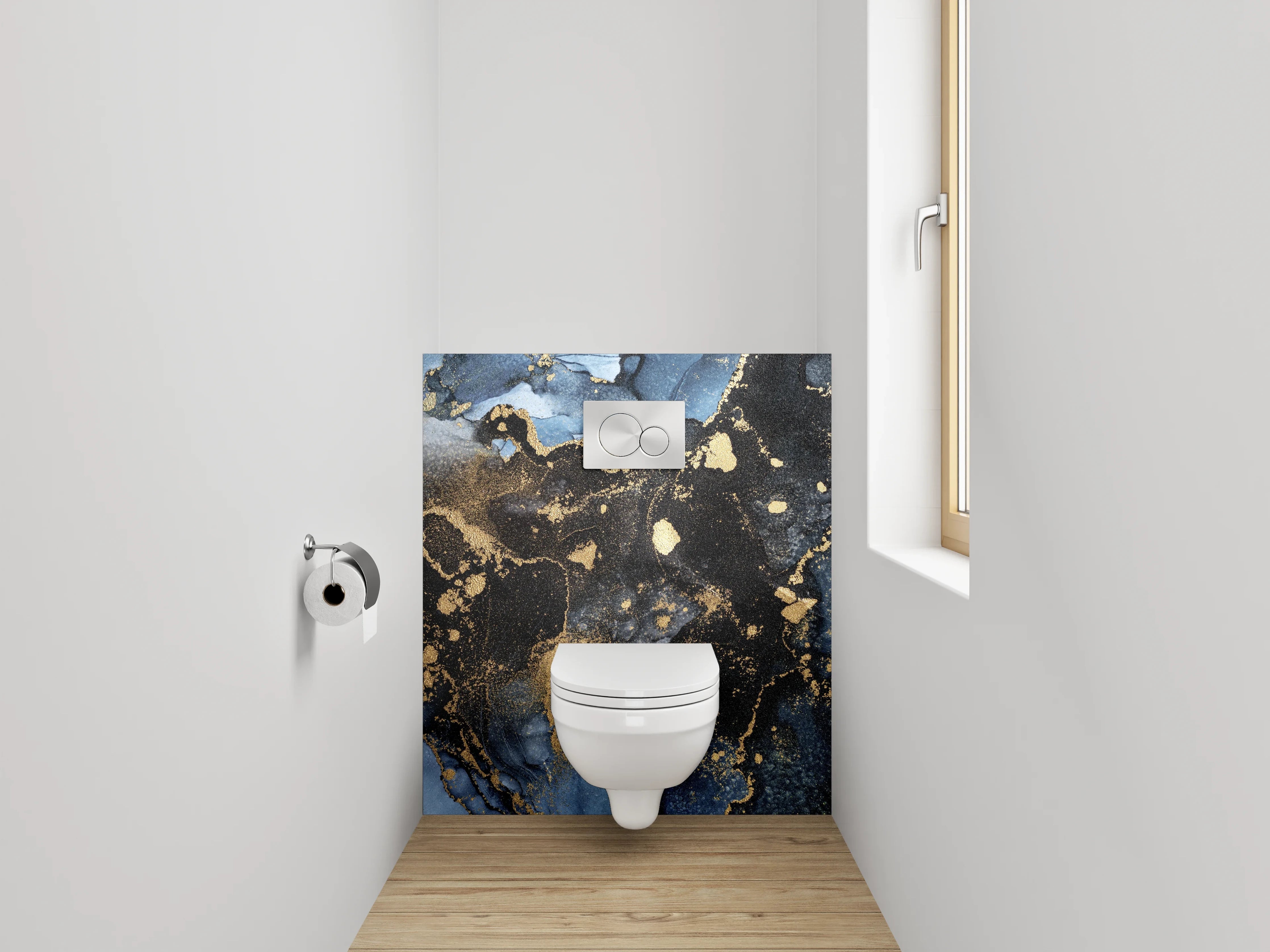 WC-Rückwand - Abstrakte Marmor-Gold-Optik