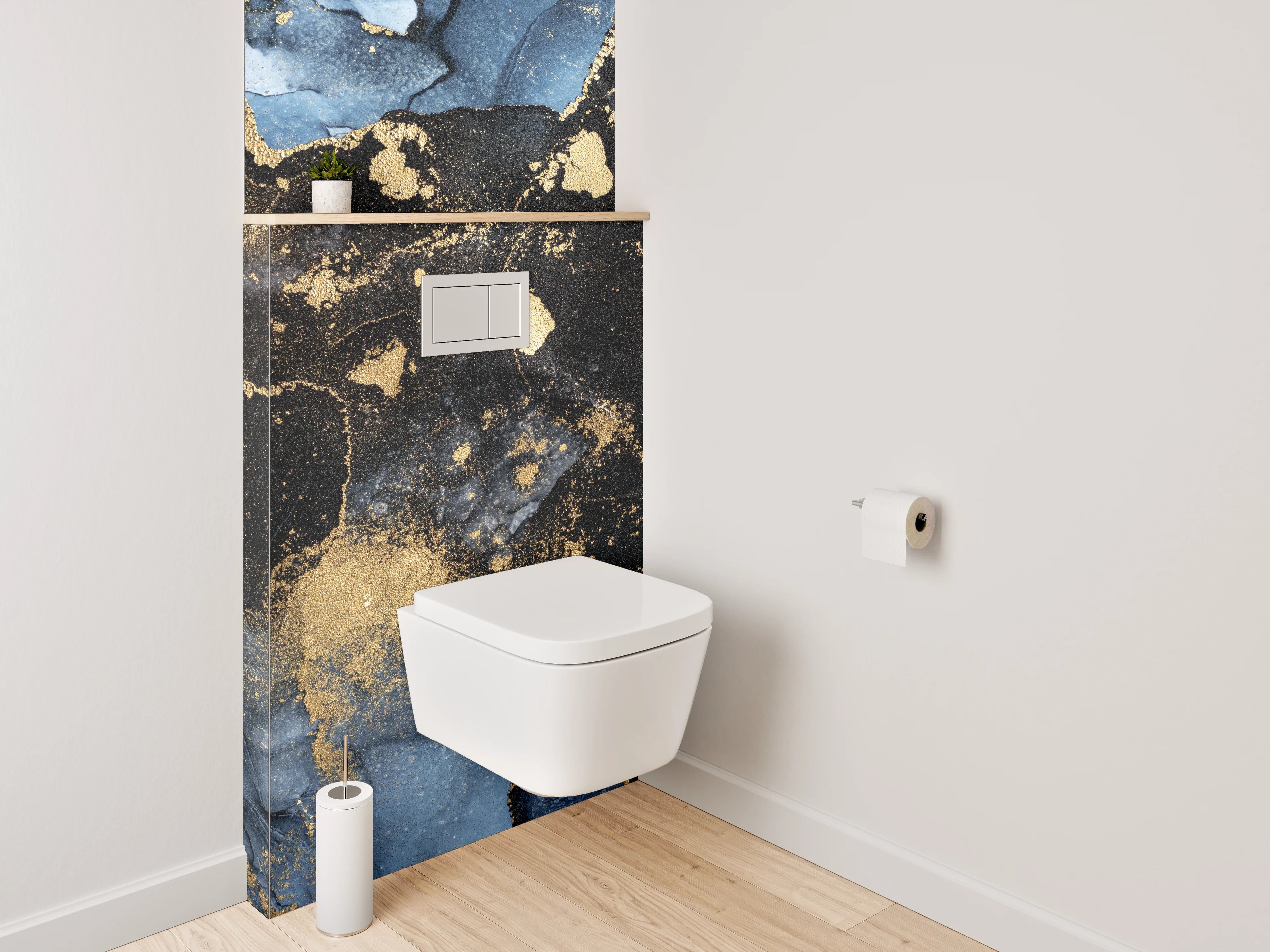 WC-Rückwand - Abstrakte Marmor-Gold-Optik