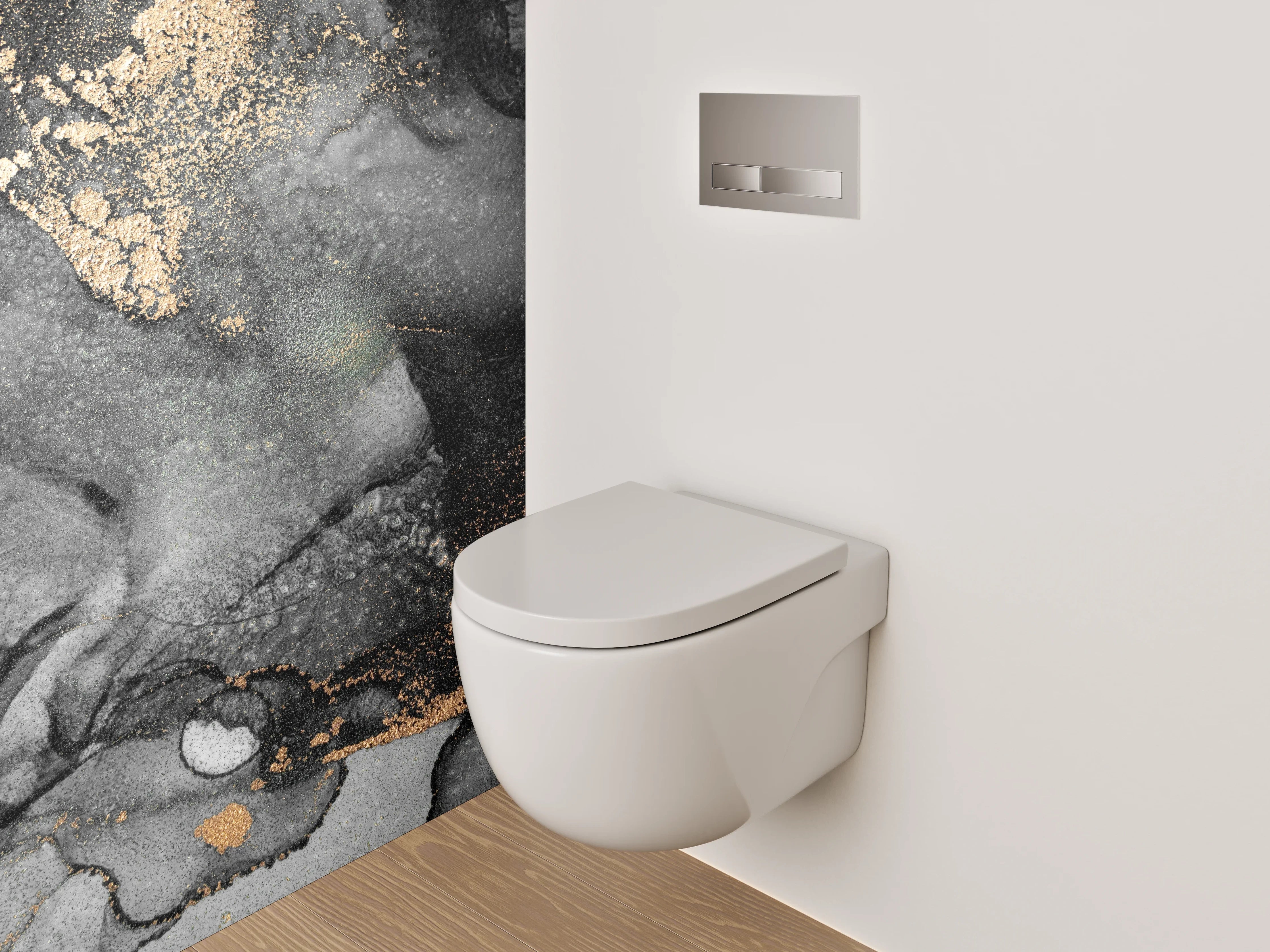 WC-Rückwand - Abstrakte Marmor-Gold-Optik Wandbild