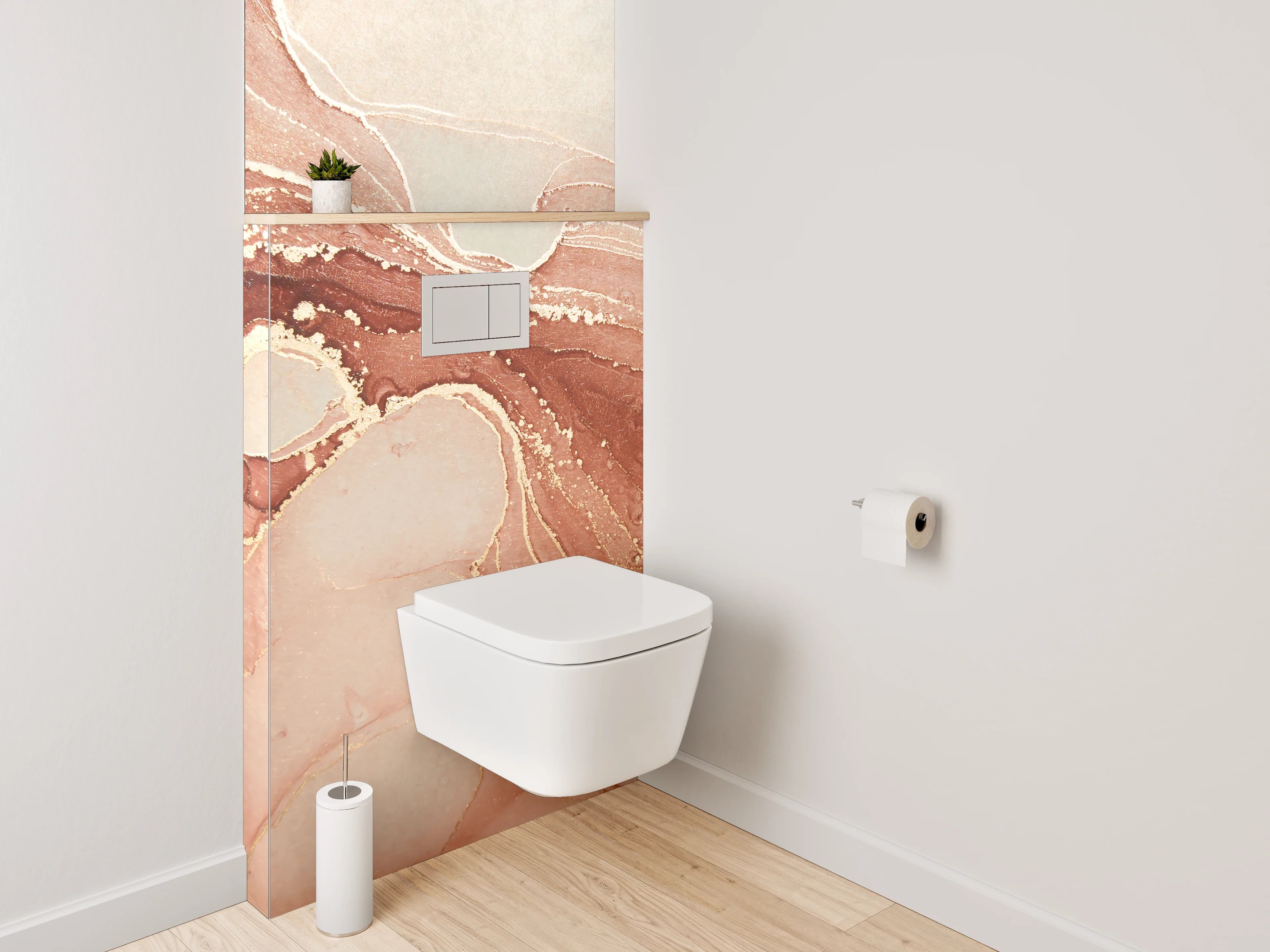 WC-Rückwand - Abstrakte Marmor-Optik in warmen Tönen