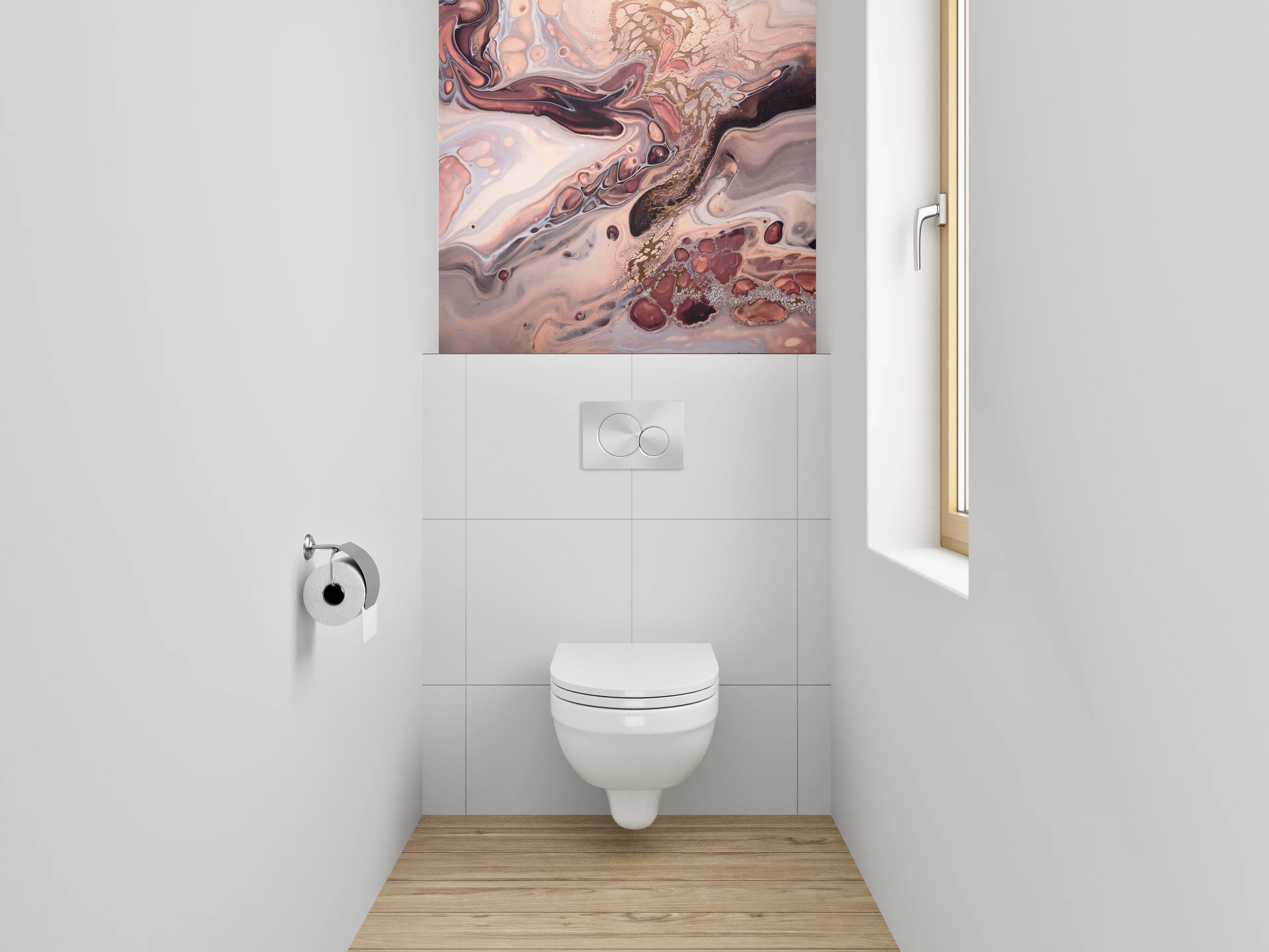 WC-Rückwand - Abstrakte Marmoroptik in Beige und Braun
