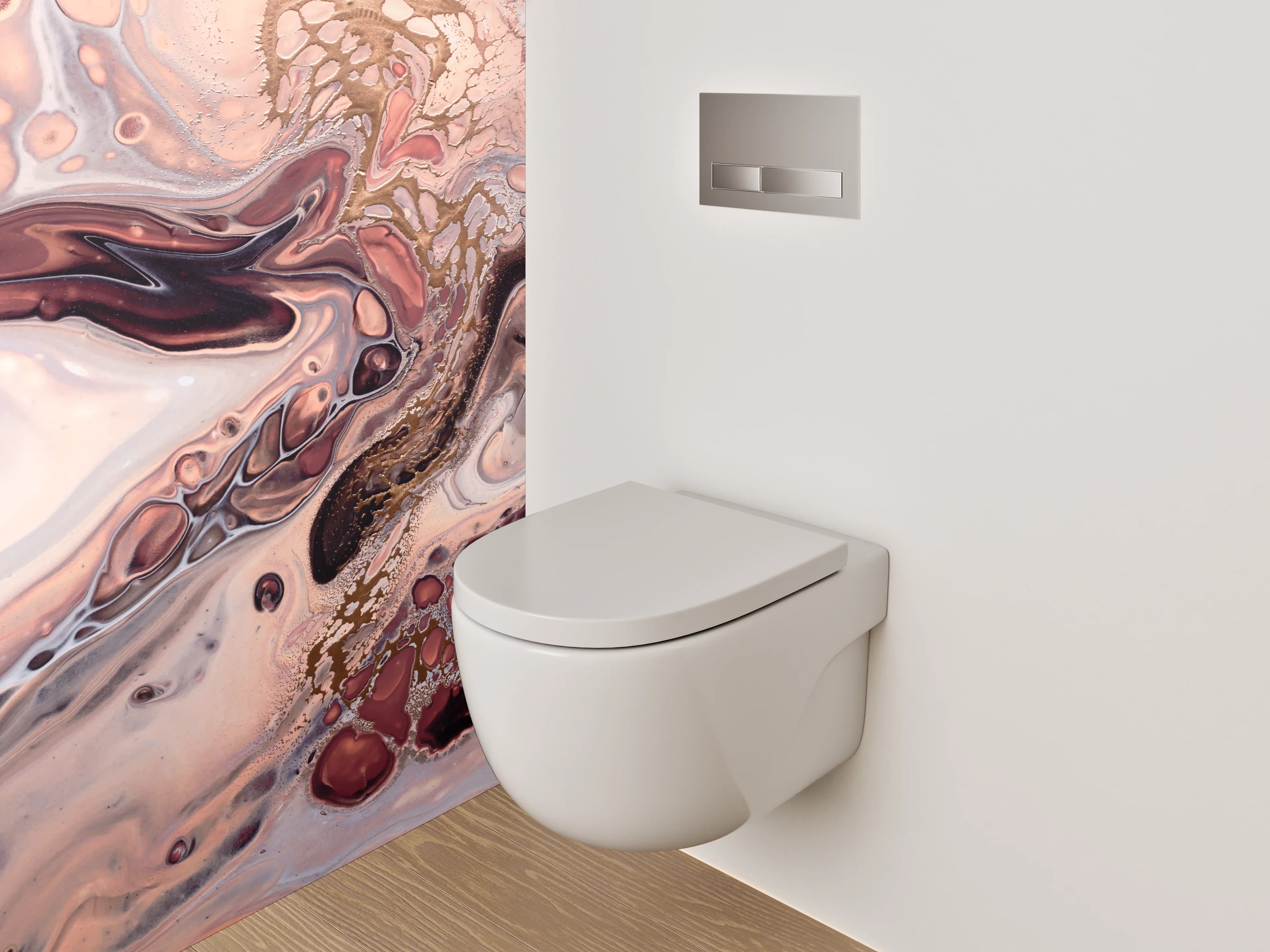 WC-Rückwand - Abstrakte Marmoroptik in Beige und Braun
