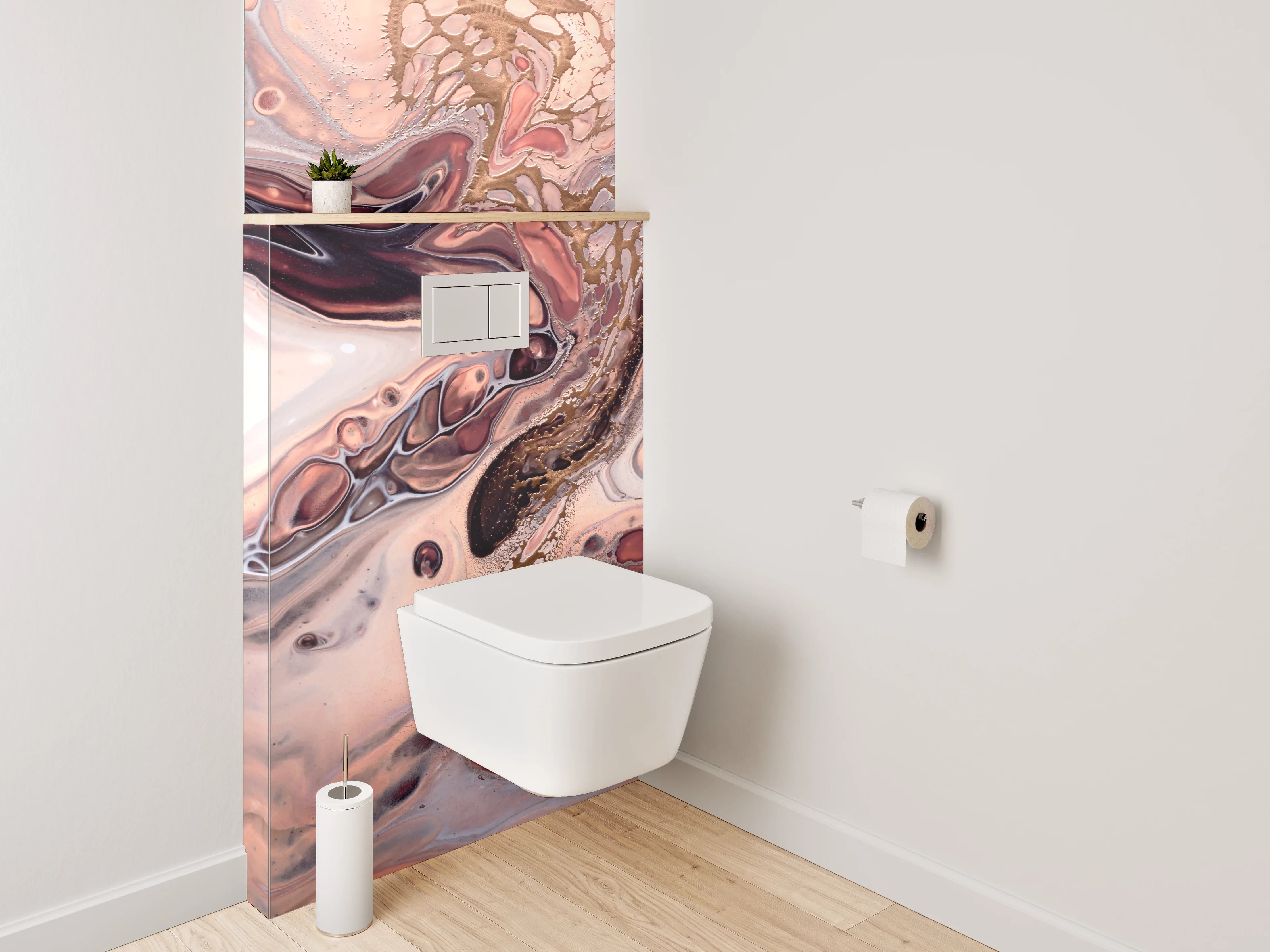 WC-Rückwand - Abstrakte Marmoroptik in Beige und Braun