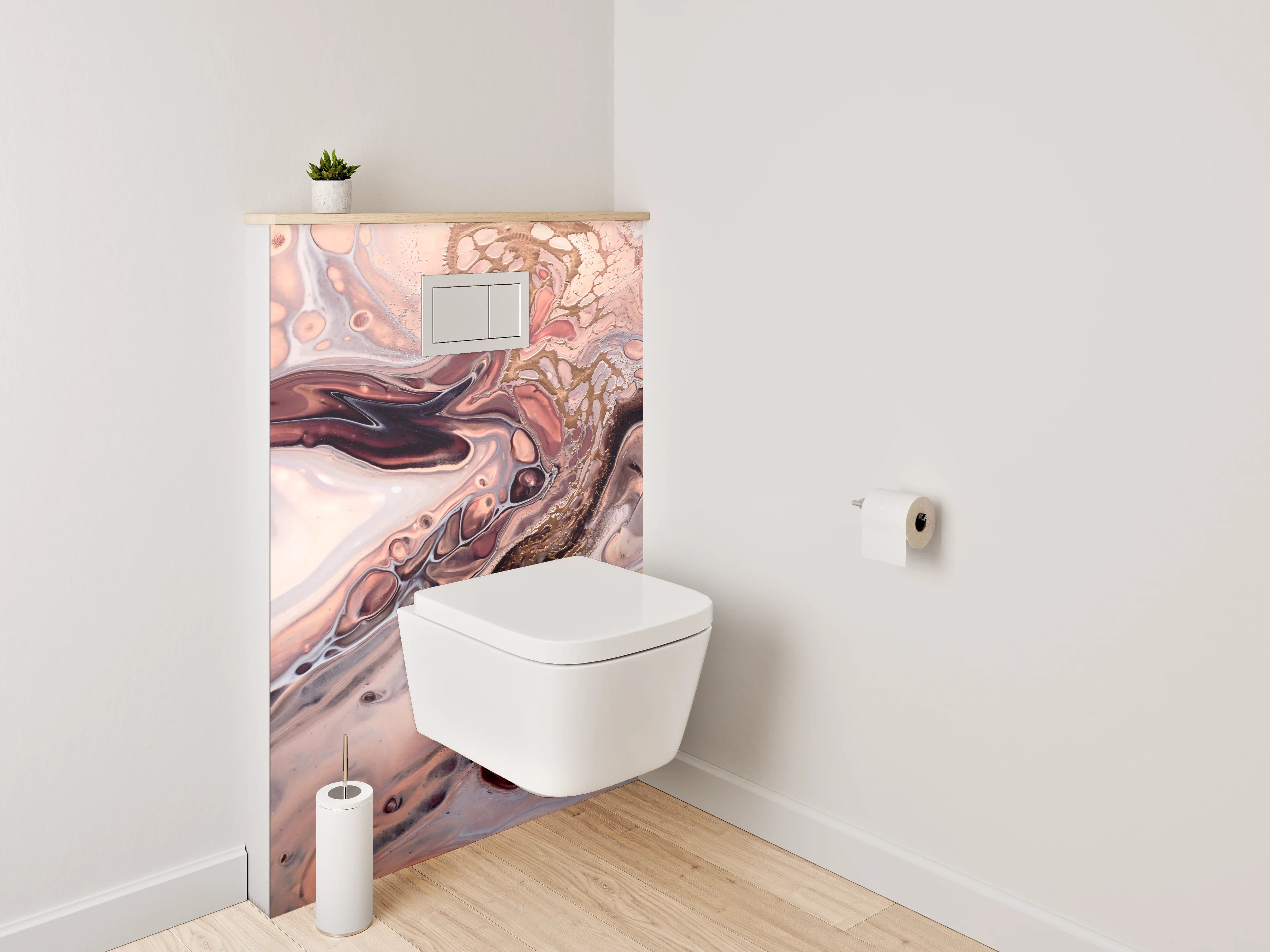 WC-Rückwand - Abstrakte Marmoroptik in Beige und Braun