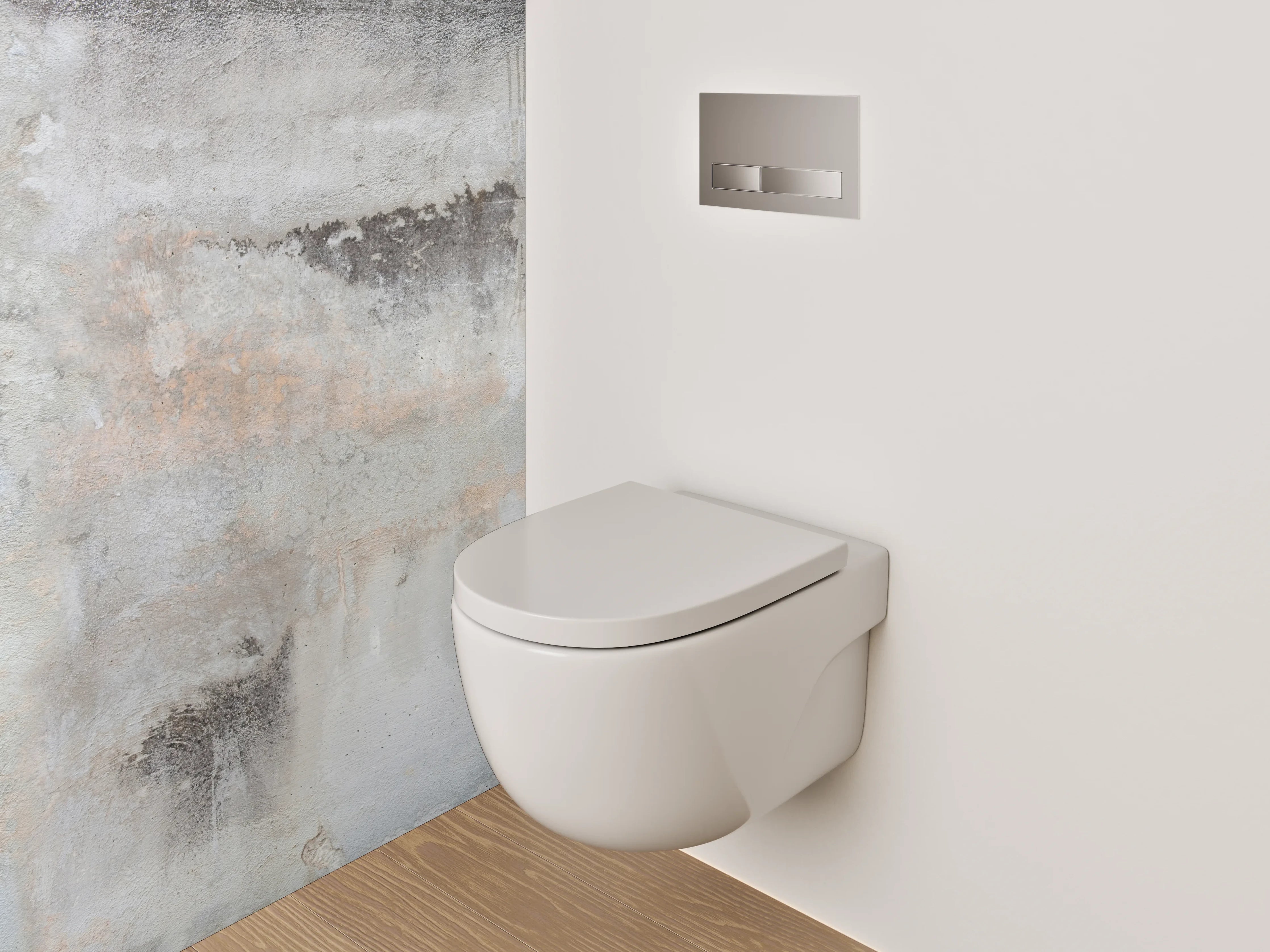 WC-Rückwand - Abstrakte Marmoroptik in Weiß und Grau