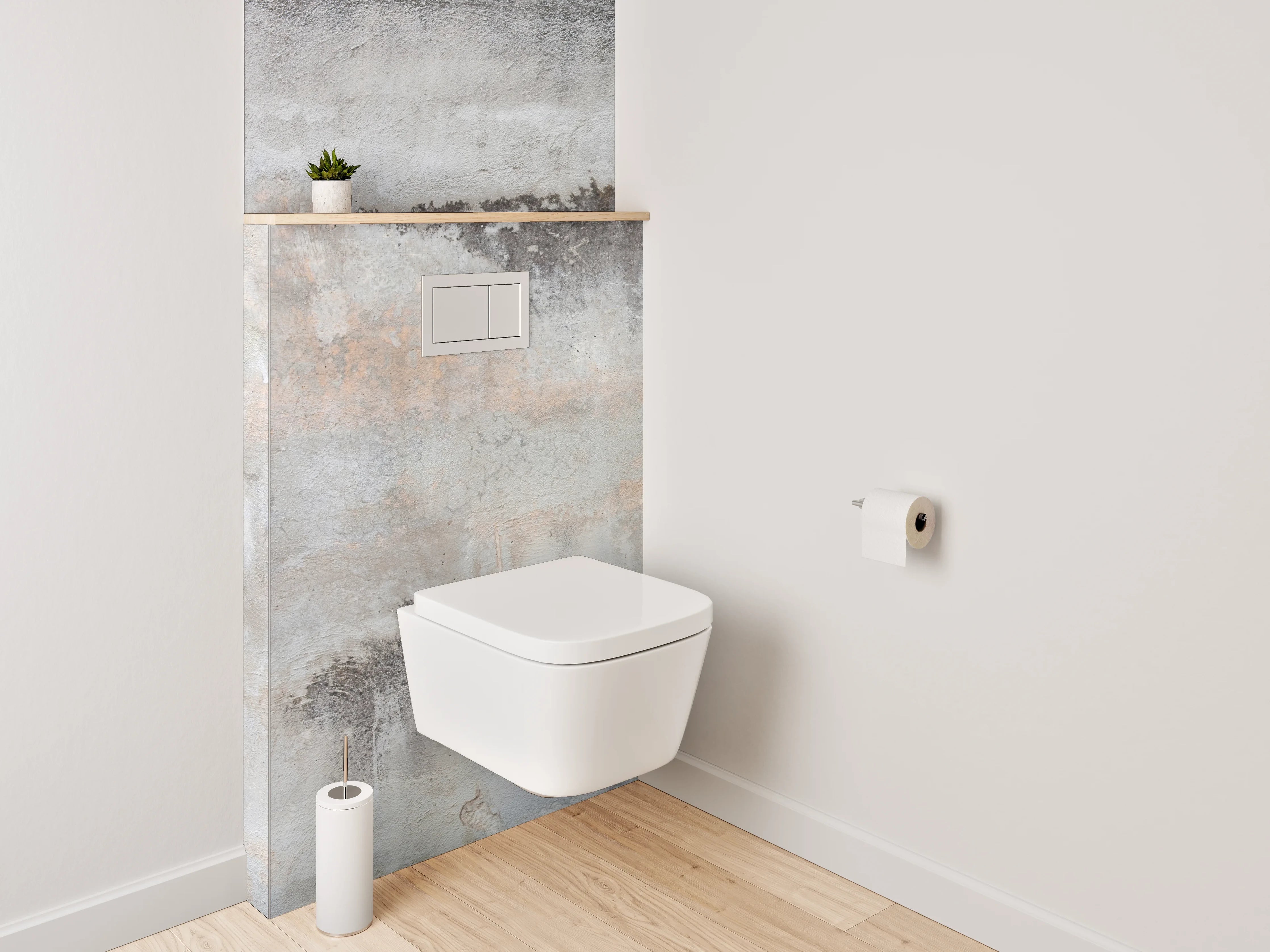 WC-Rückwand - Abstrakte Marmoroptik in Weiß und Grau