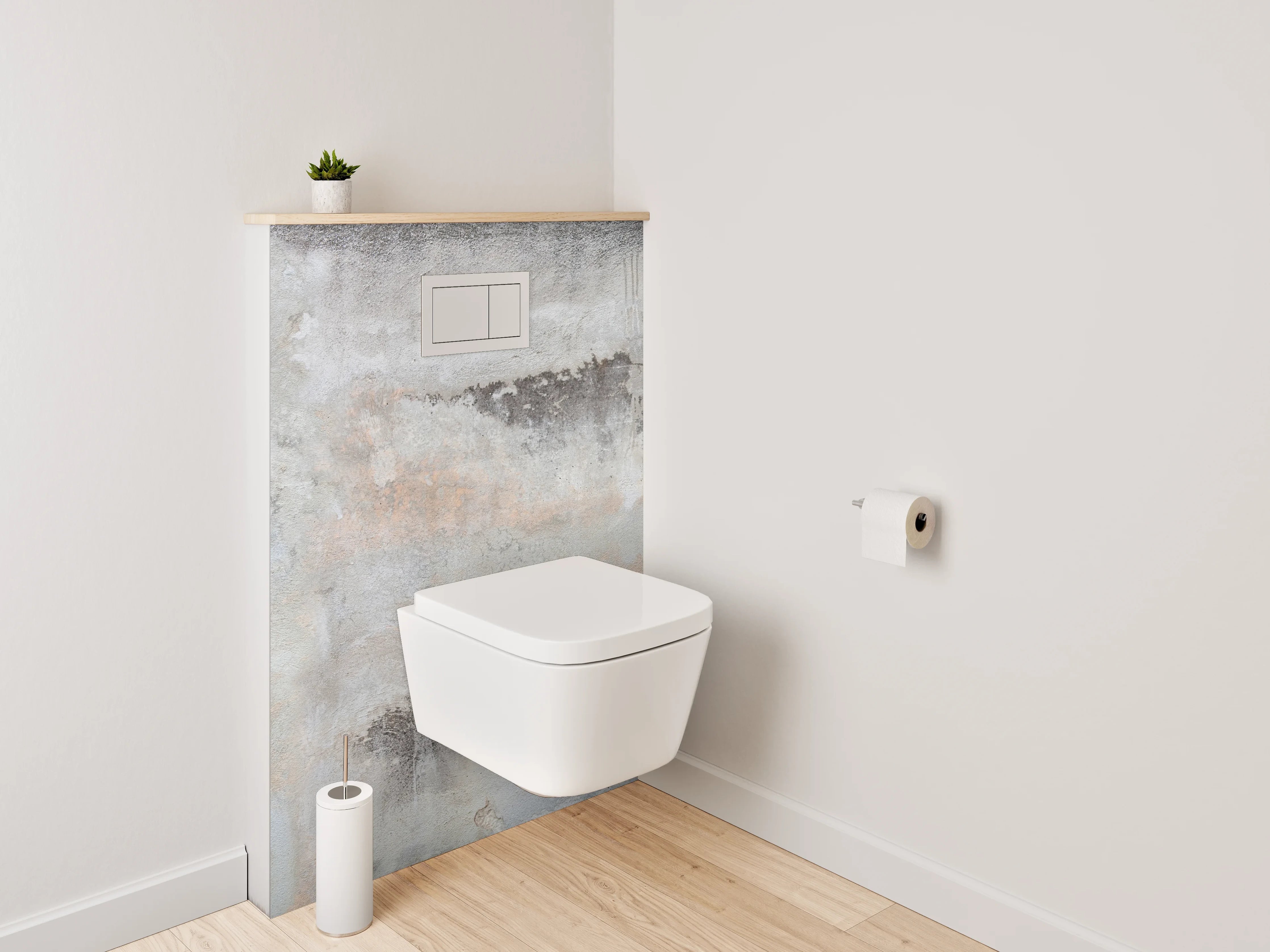 WC-Rückwand - Abstrakte Marmoroptik in Weiß und Grau