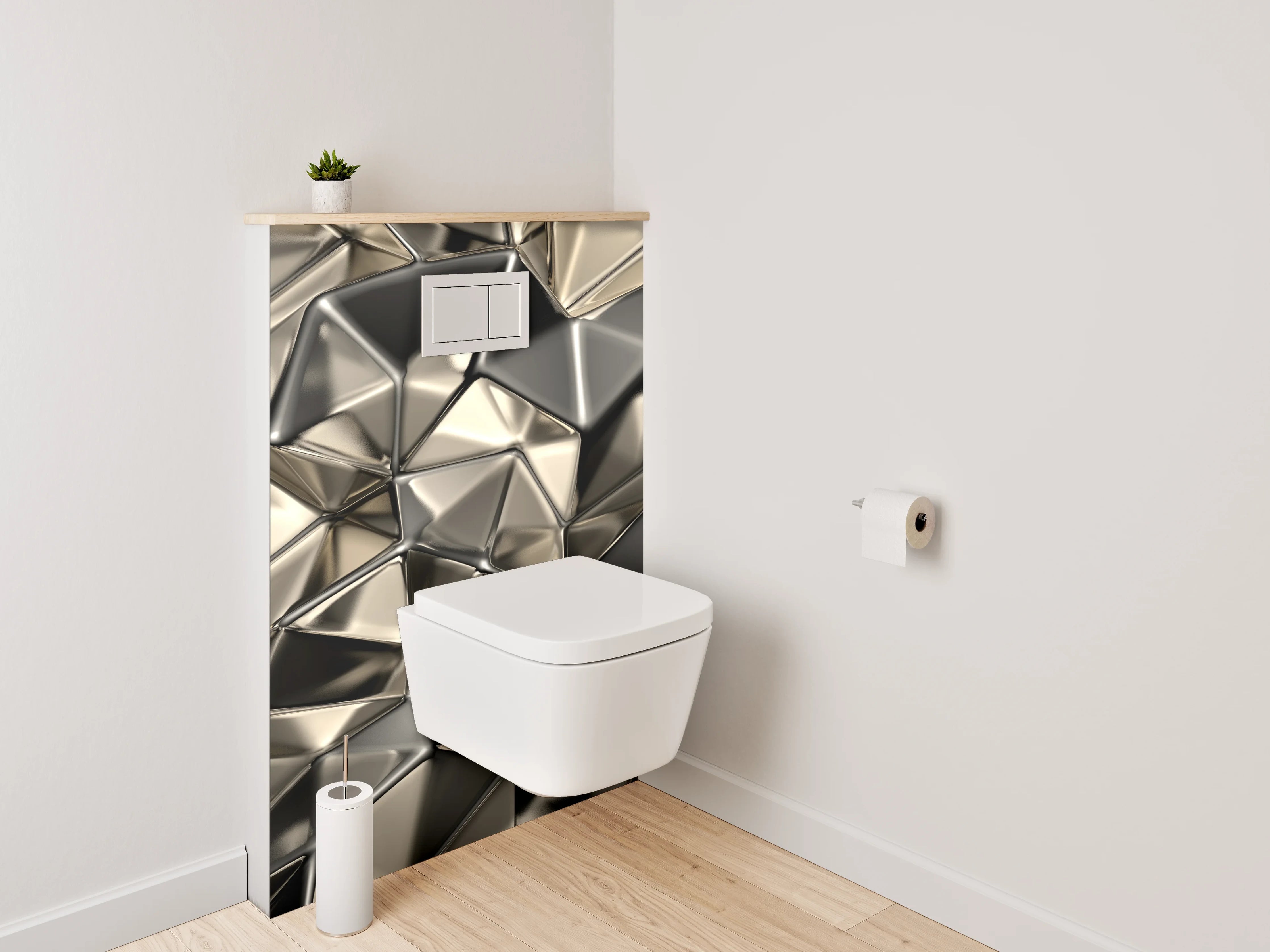 WC-Rückwand - Abstrakte Metall-Optik Geometrie
