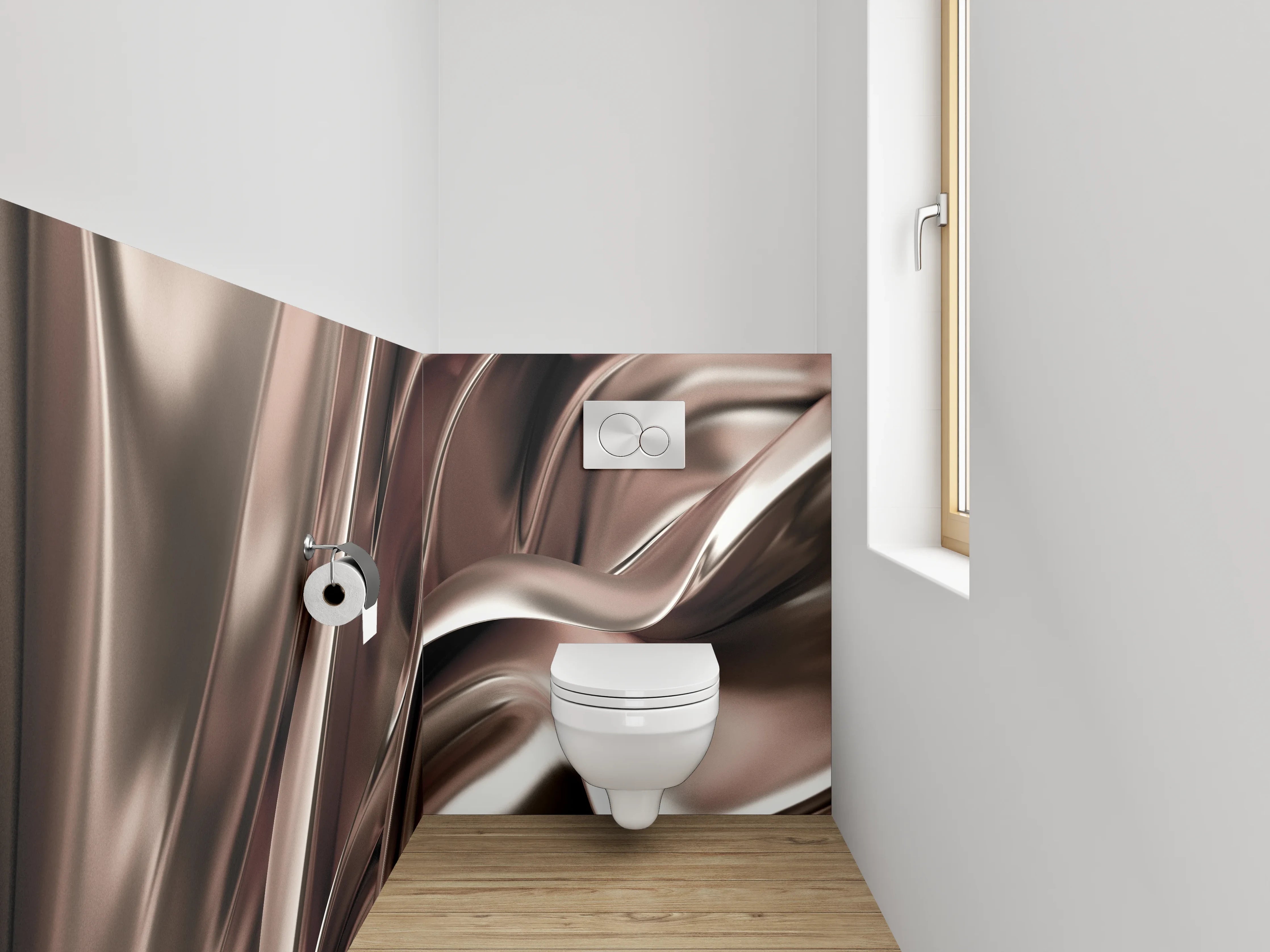 WC-Rückwand - Abstrakte Metallic-Optik in Braun
