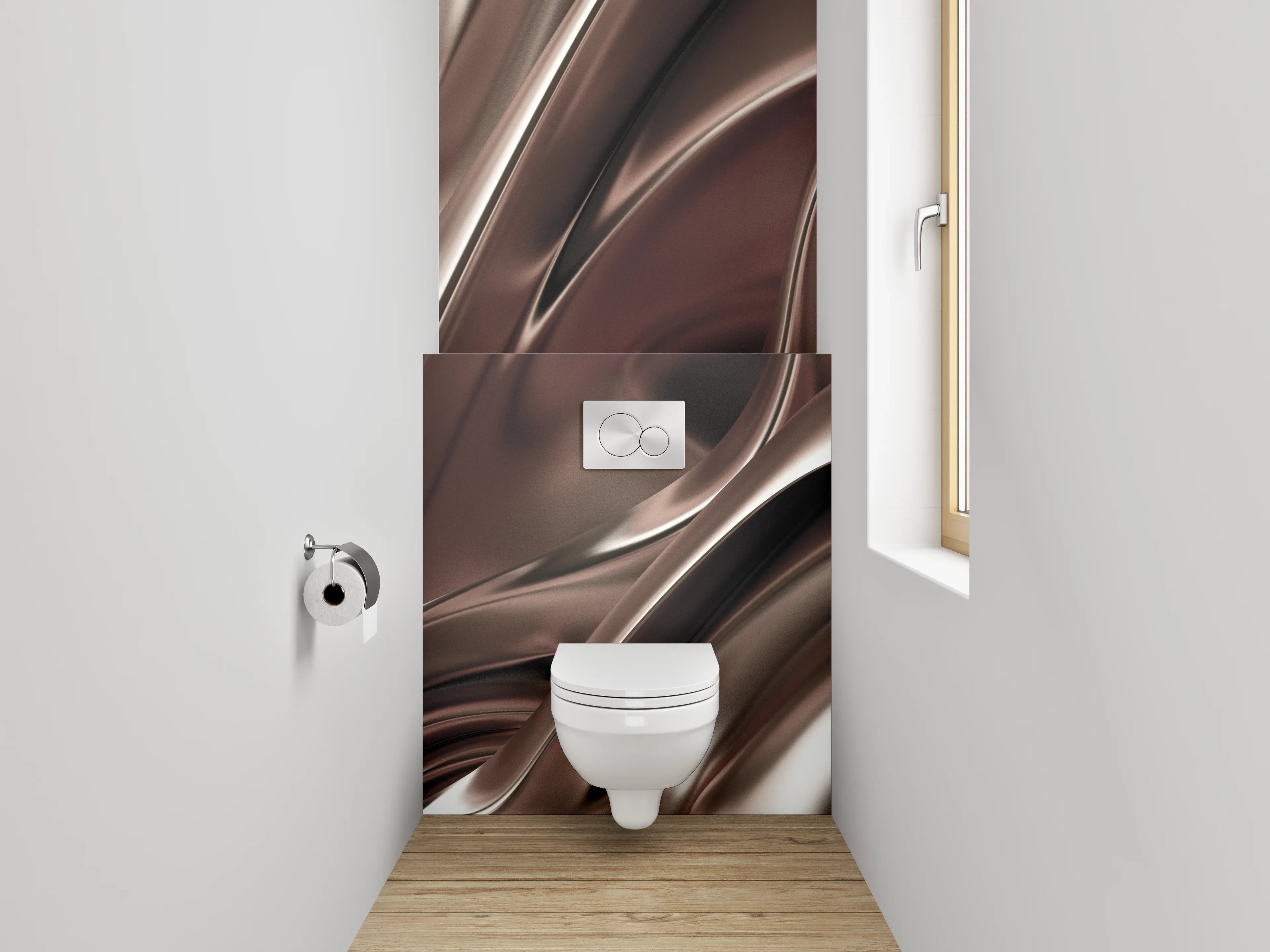 WC-Rückwand - Abstrakte Metallic-Optik in Braun