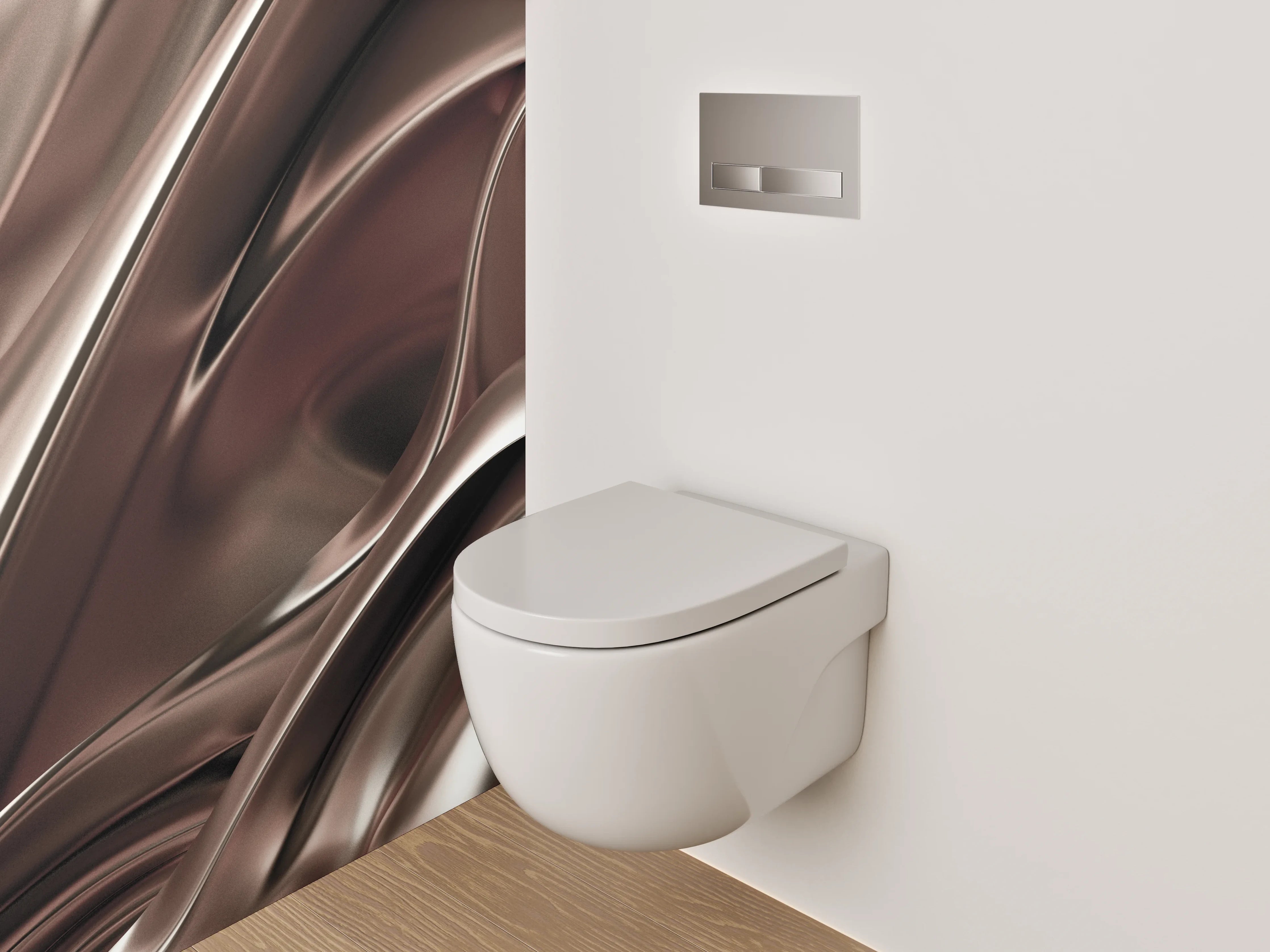 WC-Rückwand - Abstrakte Metallic-Optik in Braun