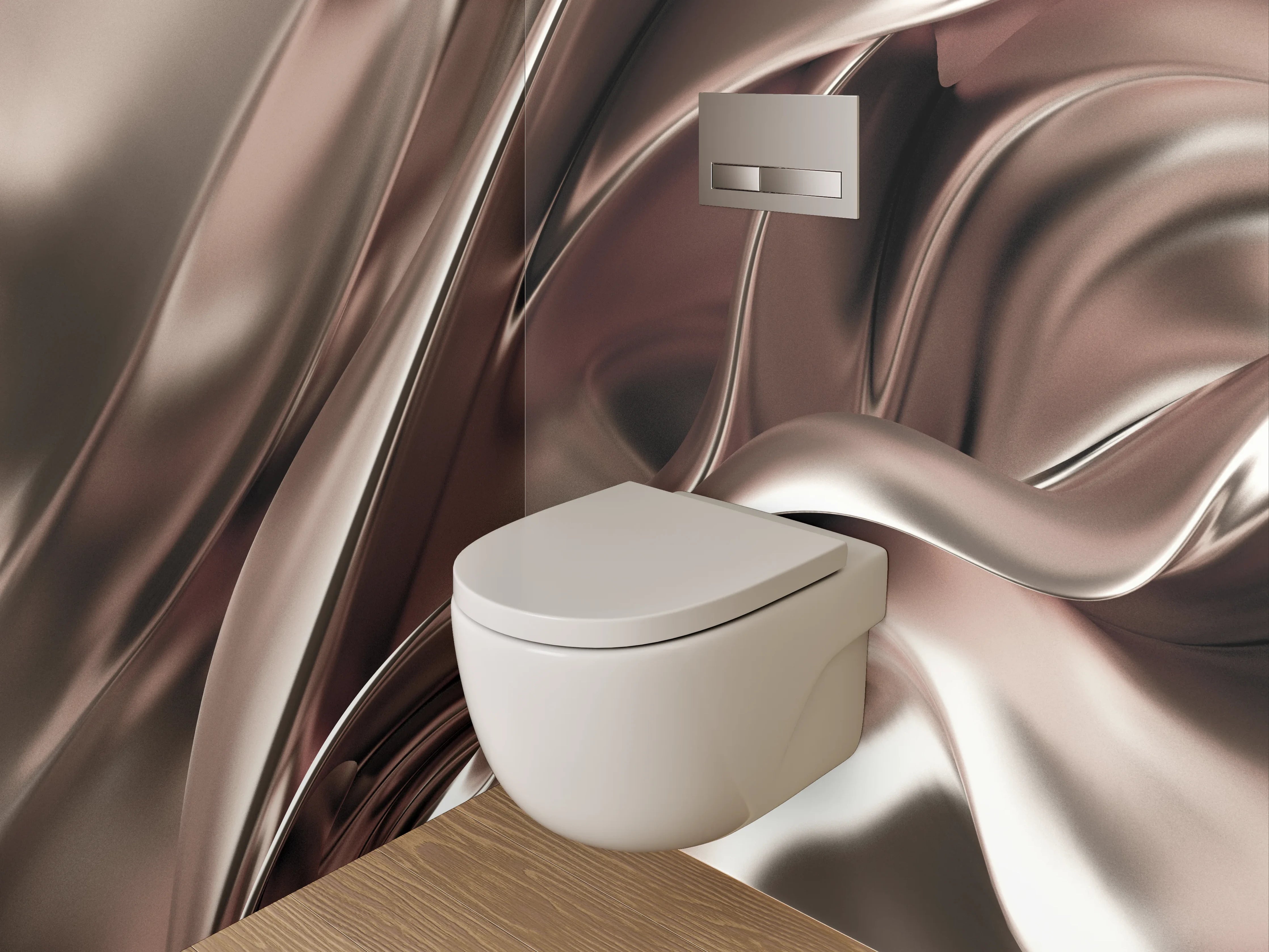 WC-Rückwand - Abstrakte Metallic-Optik in Braun