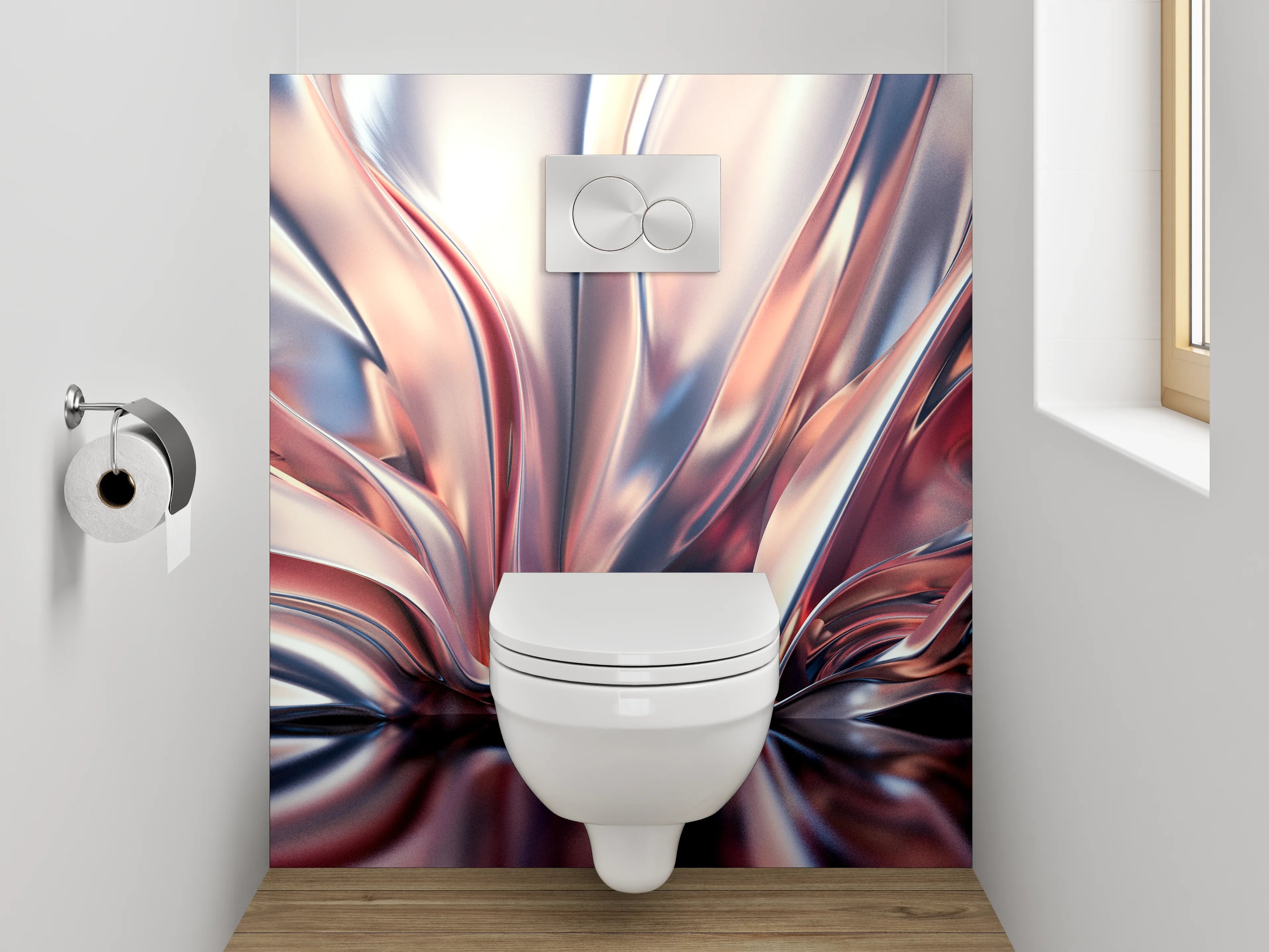 WC-Rückwand - Abstrakte Metallic-Wellen Kunstmotiv