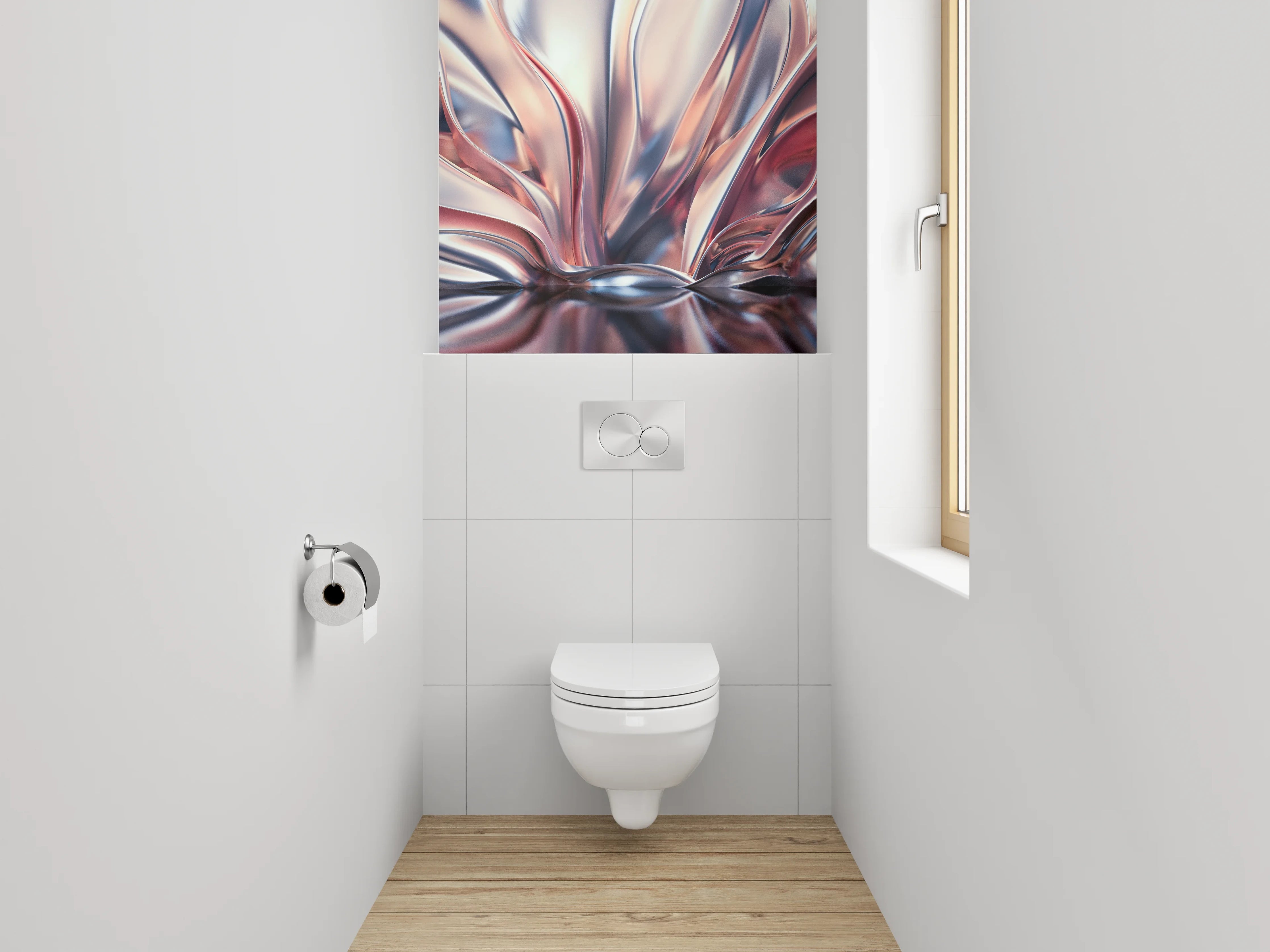 WC-Rückwand - Abstrakte Metallic-Wellen Kunstmotiv