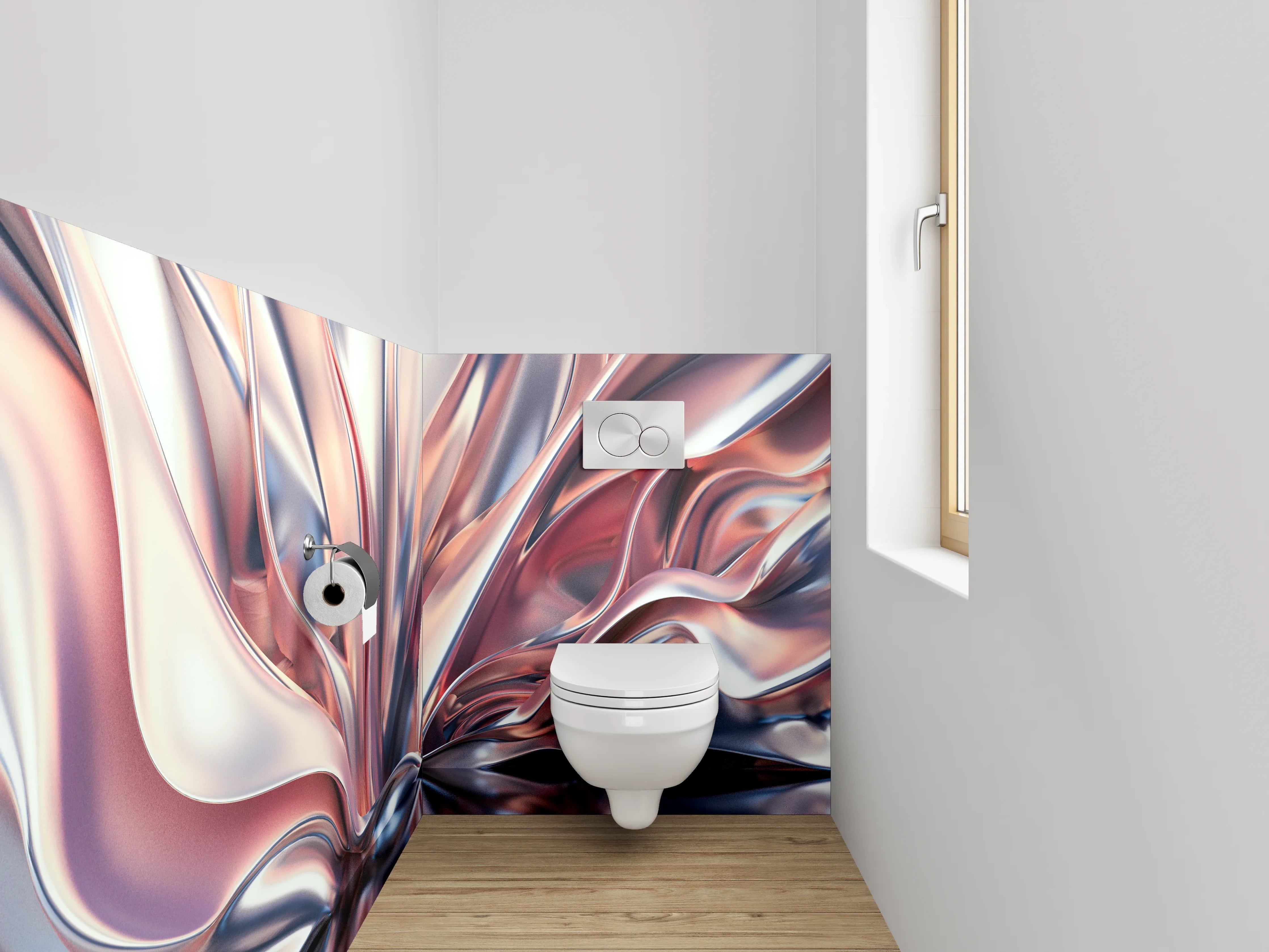 WC-Rückwand - Abstrakte Metallic-Wellen Kunstmotiv