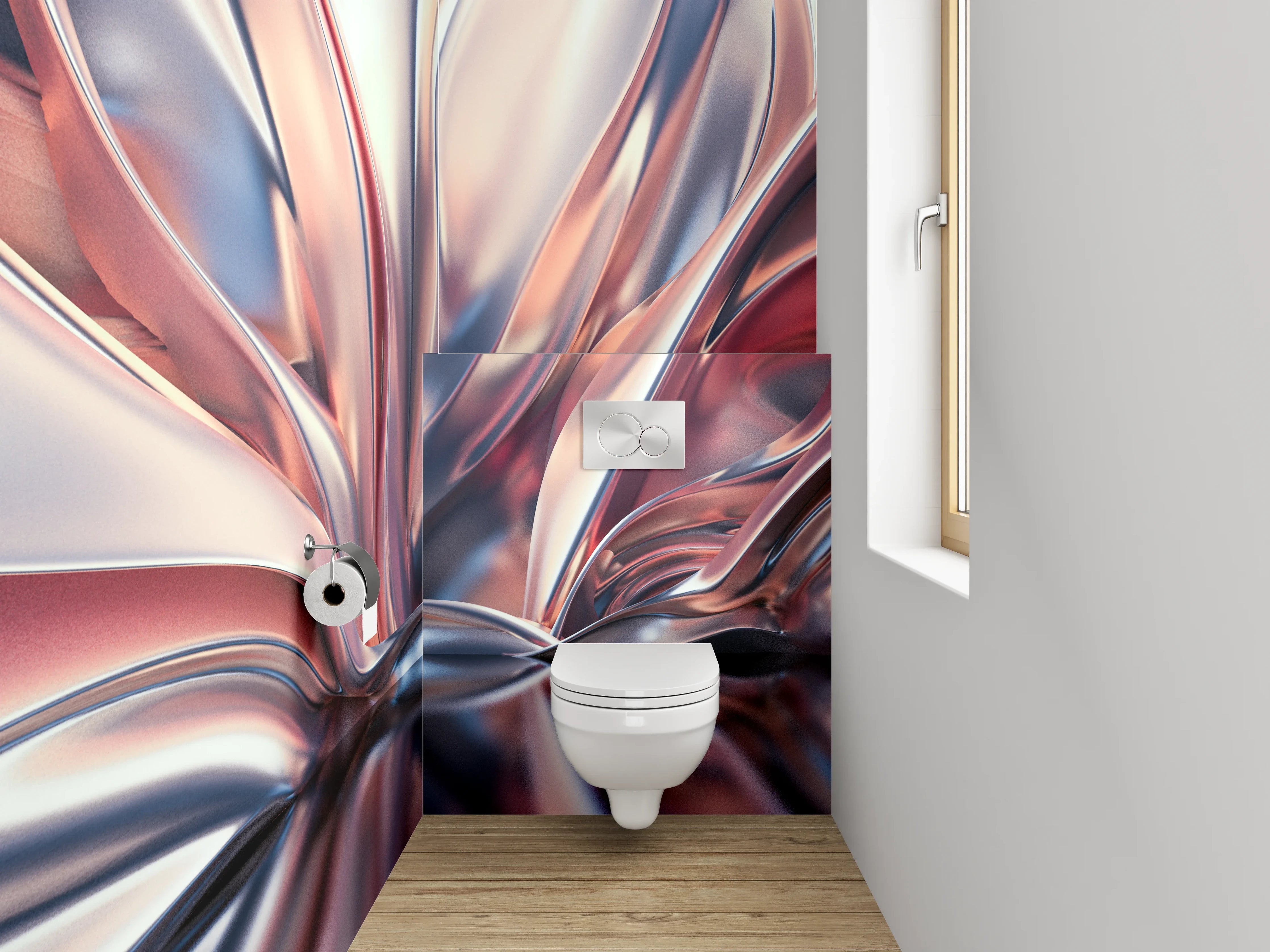 WC-Rückwand - Abstrakte Metallic-Wellen Kunstmotiv