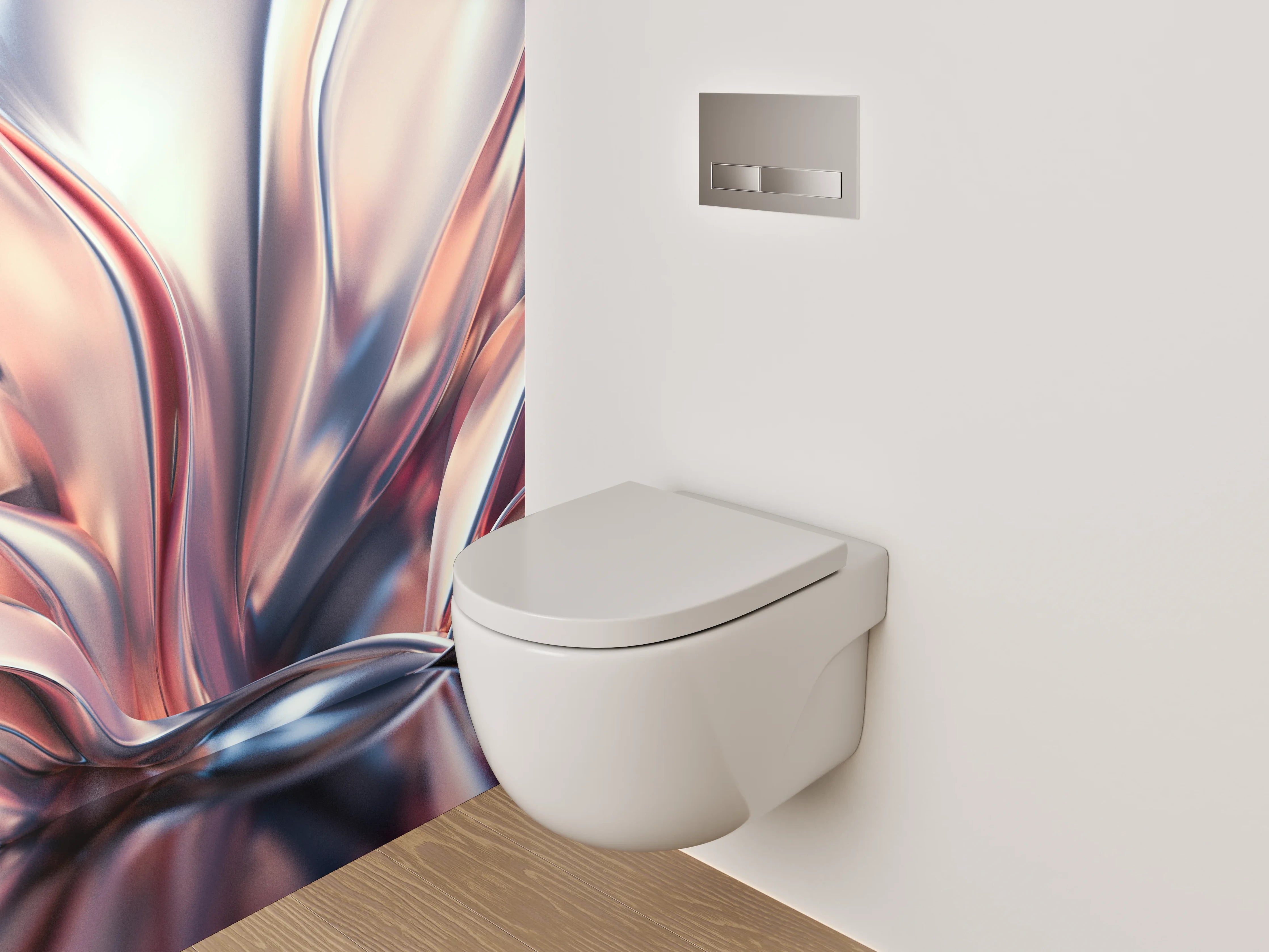 WC-Rückwand - Abstrakte Metallic-Wellen Kunstmotiv