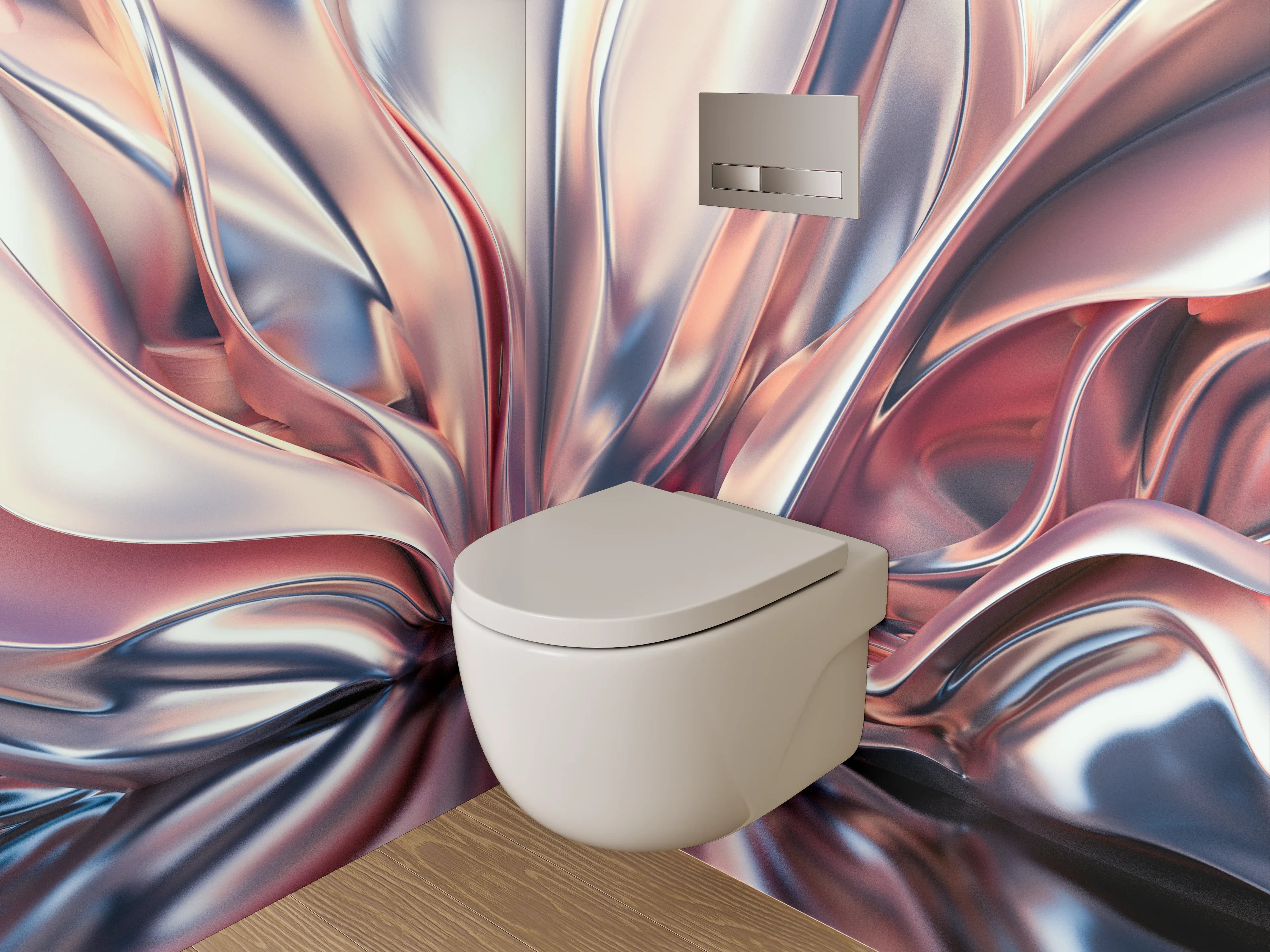 WC-Rückwand - Abstrakte Metallic-Wellen Kunstmotiv