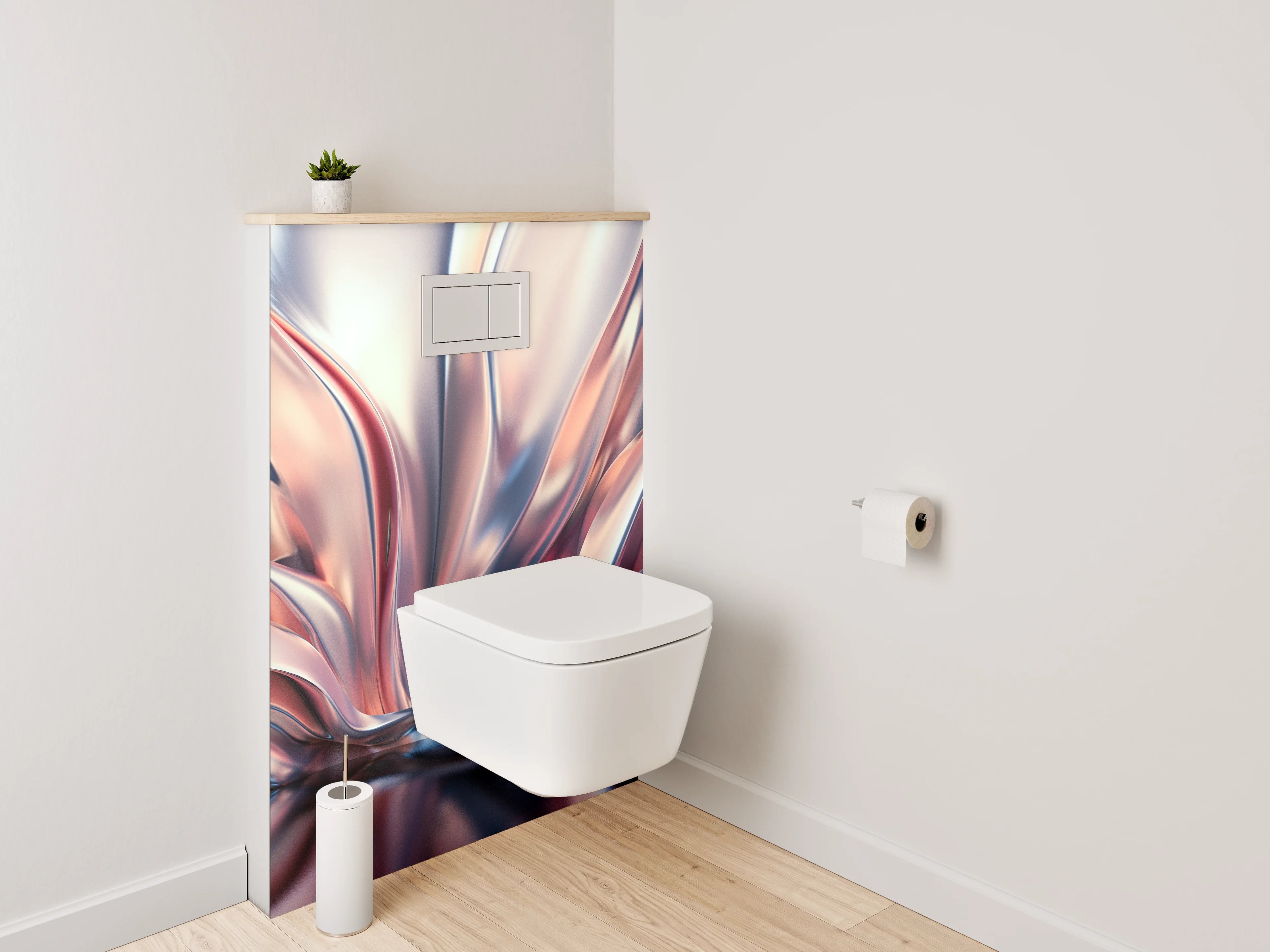 WC-Rückwand - Abstrakte Metallic-Wellen Kunstmotiv