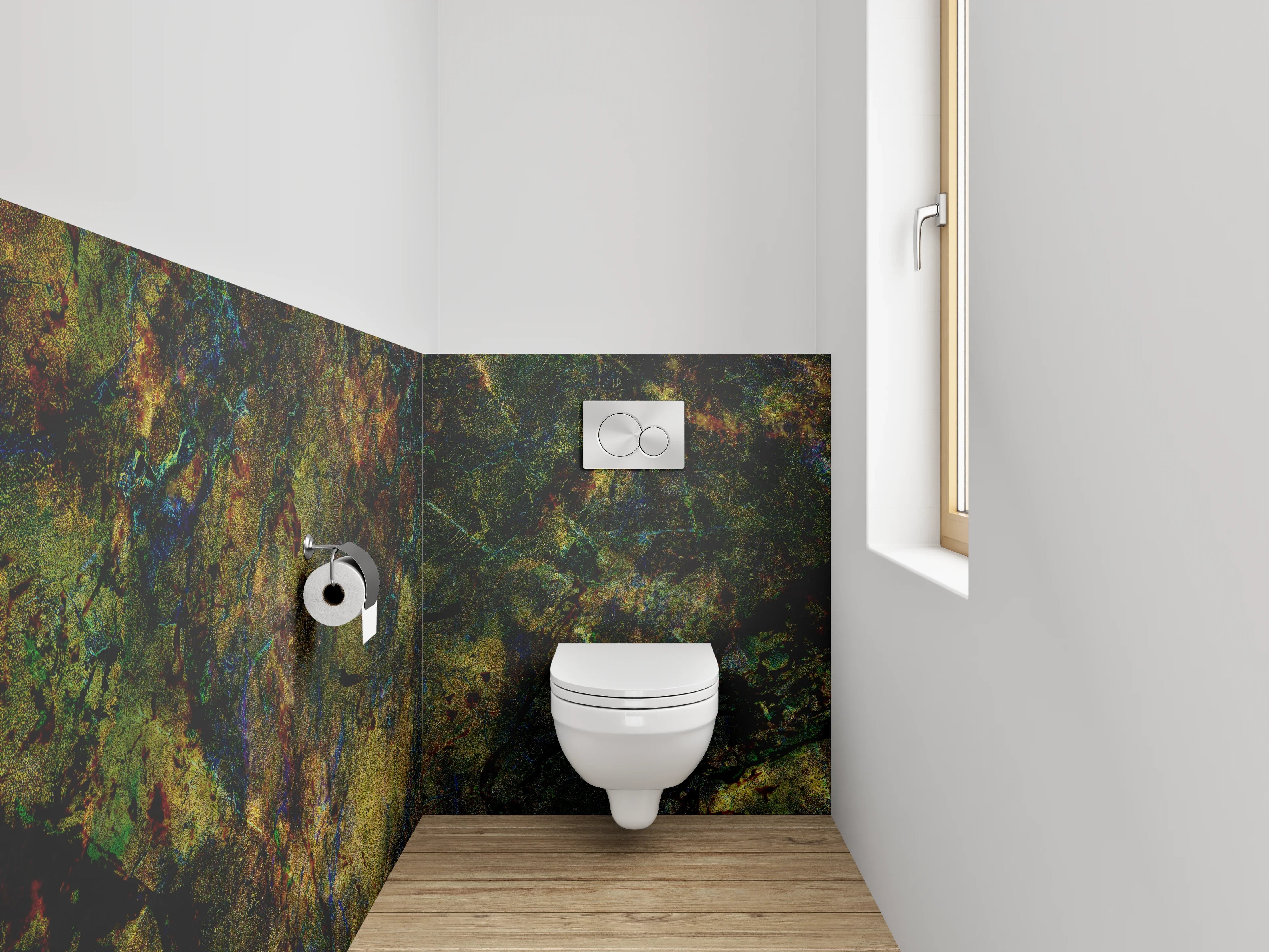 WC-Rückwand - Abstrakte Naturfarben Marmor-Optik