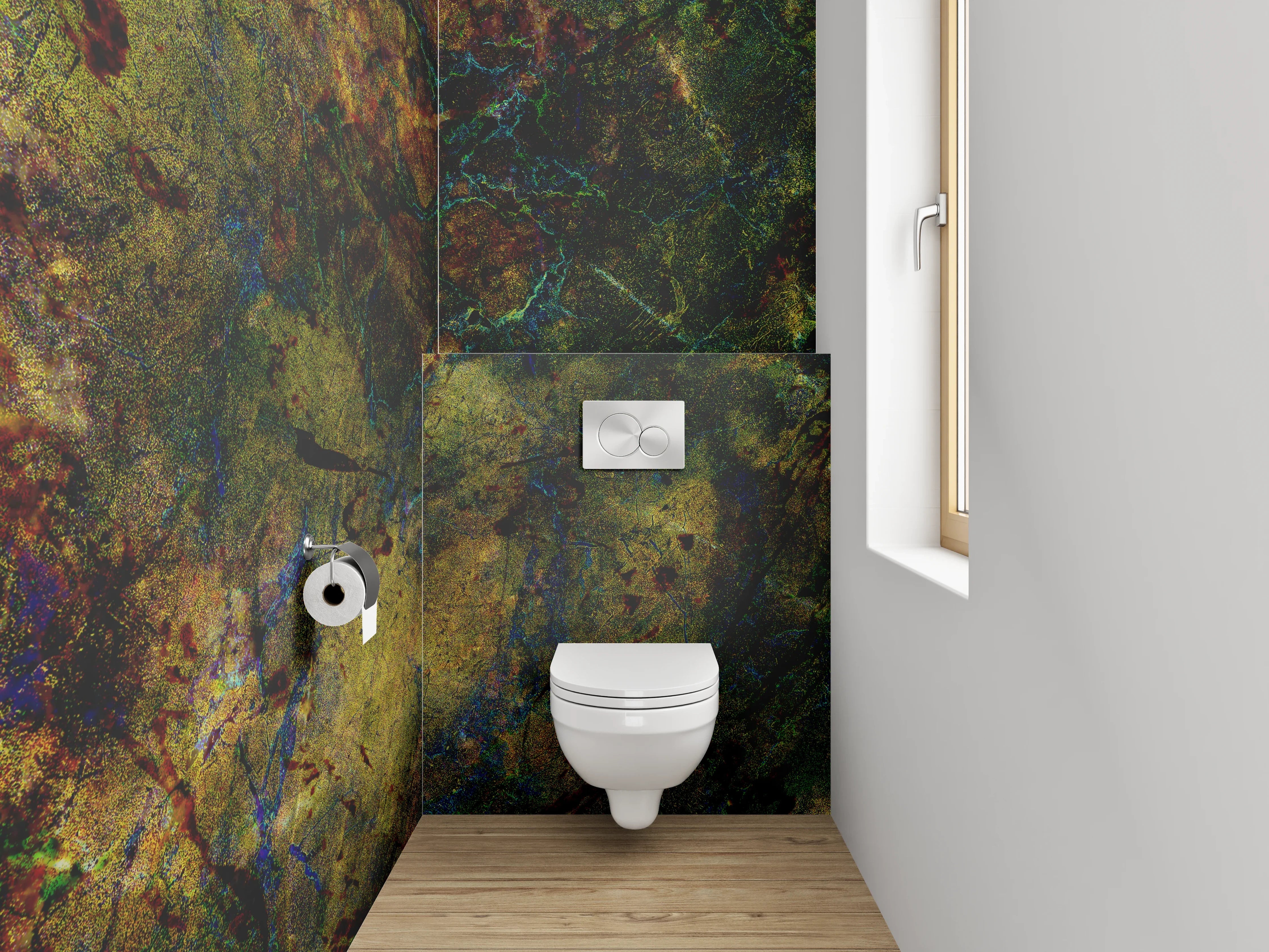 WC-Rückwand - Abstrakte Naturfarben Marmor-Optik