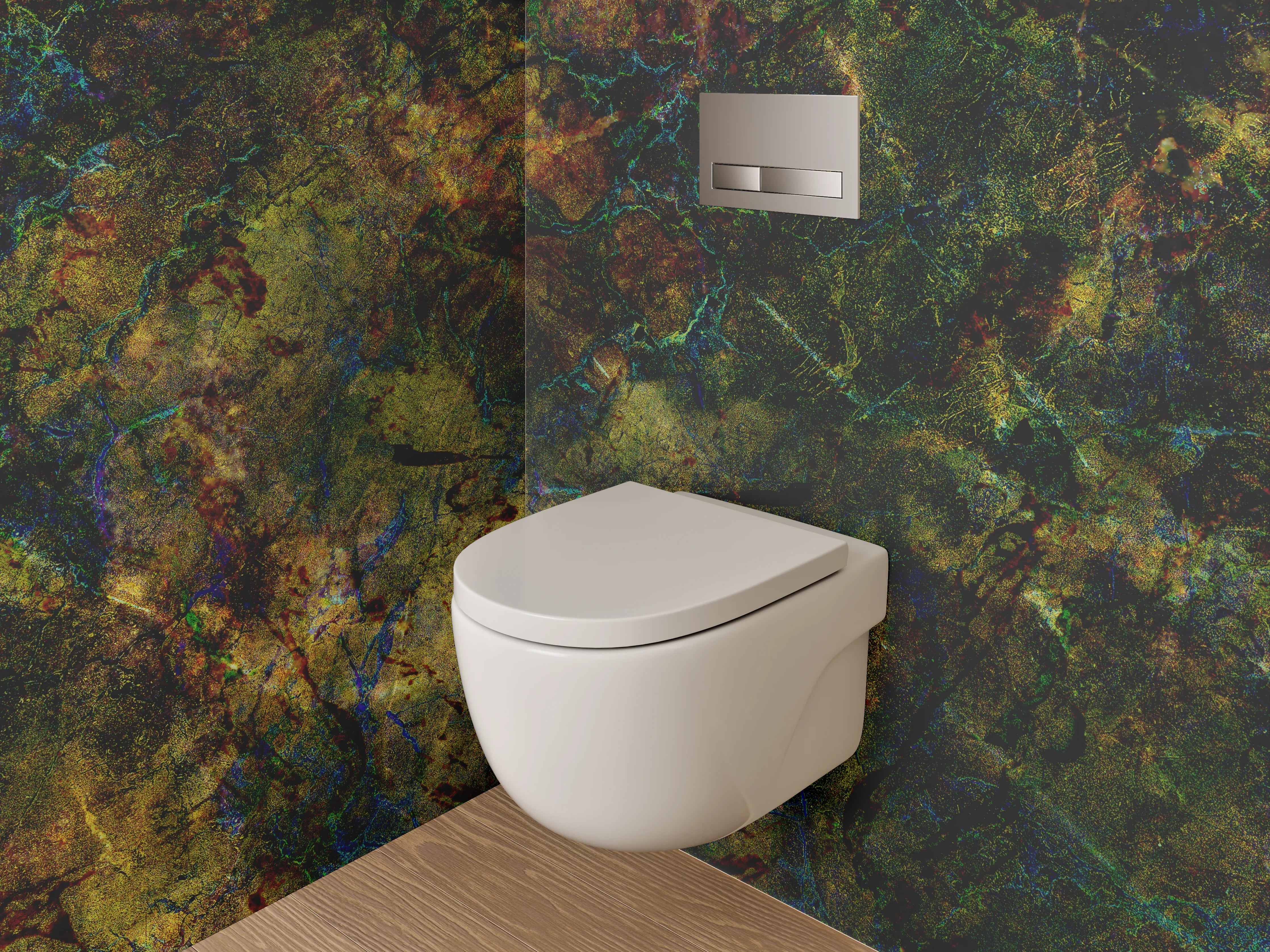 WC-Rückwand - Abstrakte Naturfarben Marmor-Optik