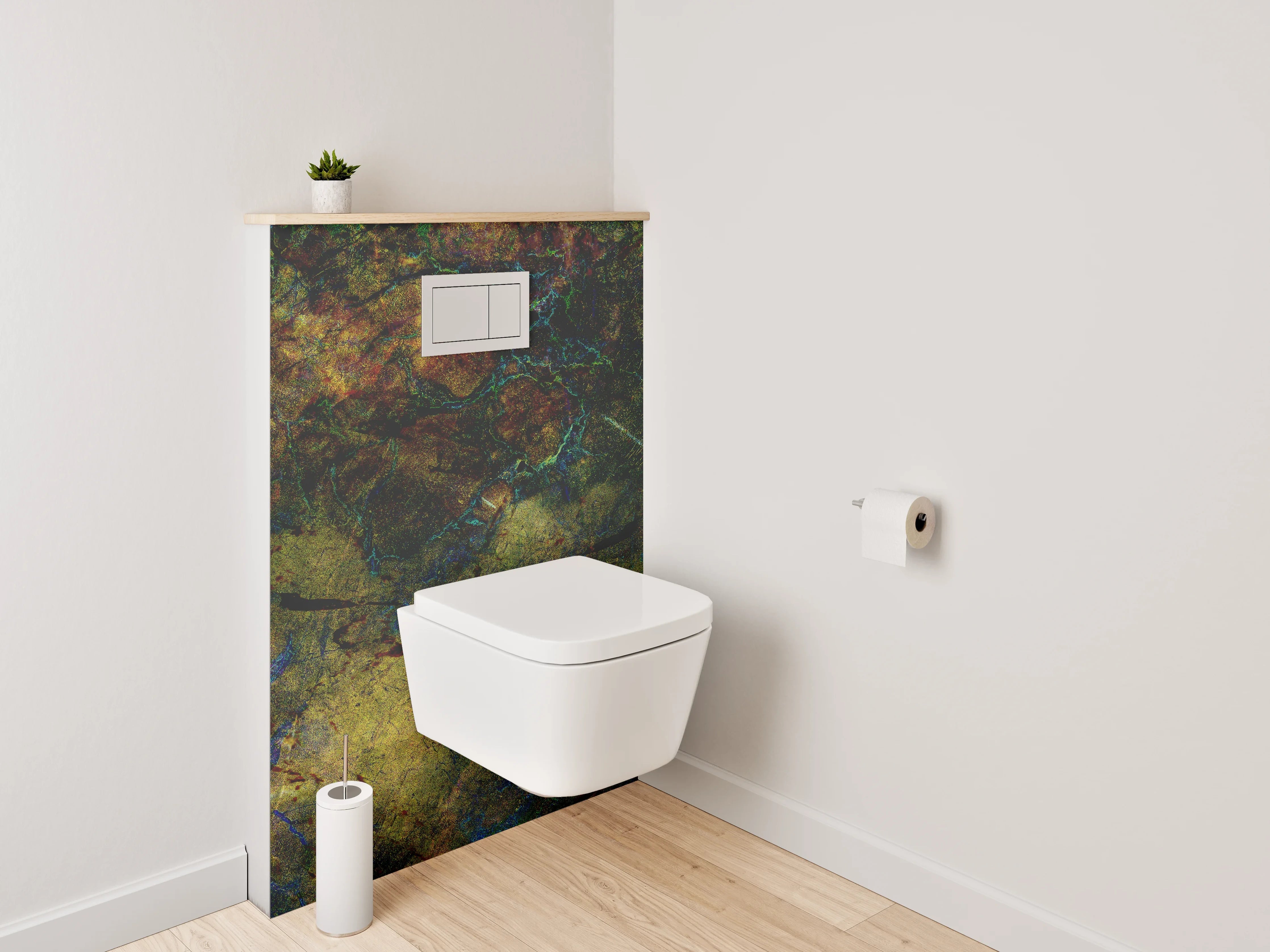 WC-Rückwand - Abstrakte Naturfarben Marmor-Optik