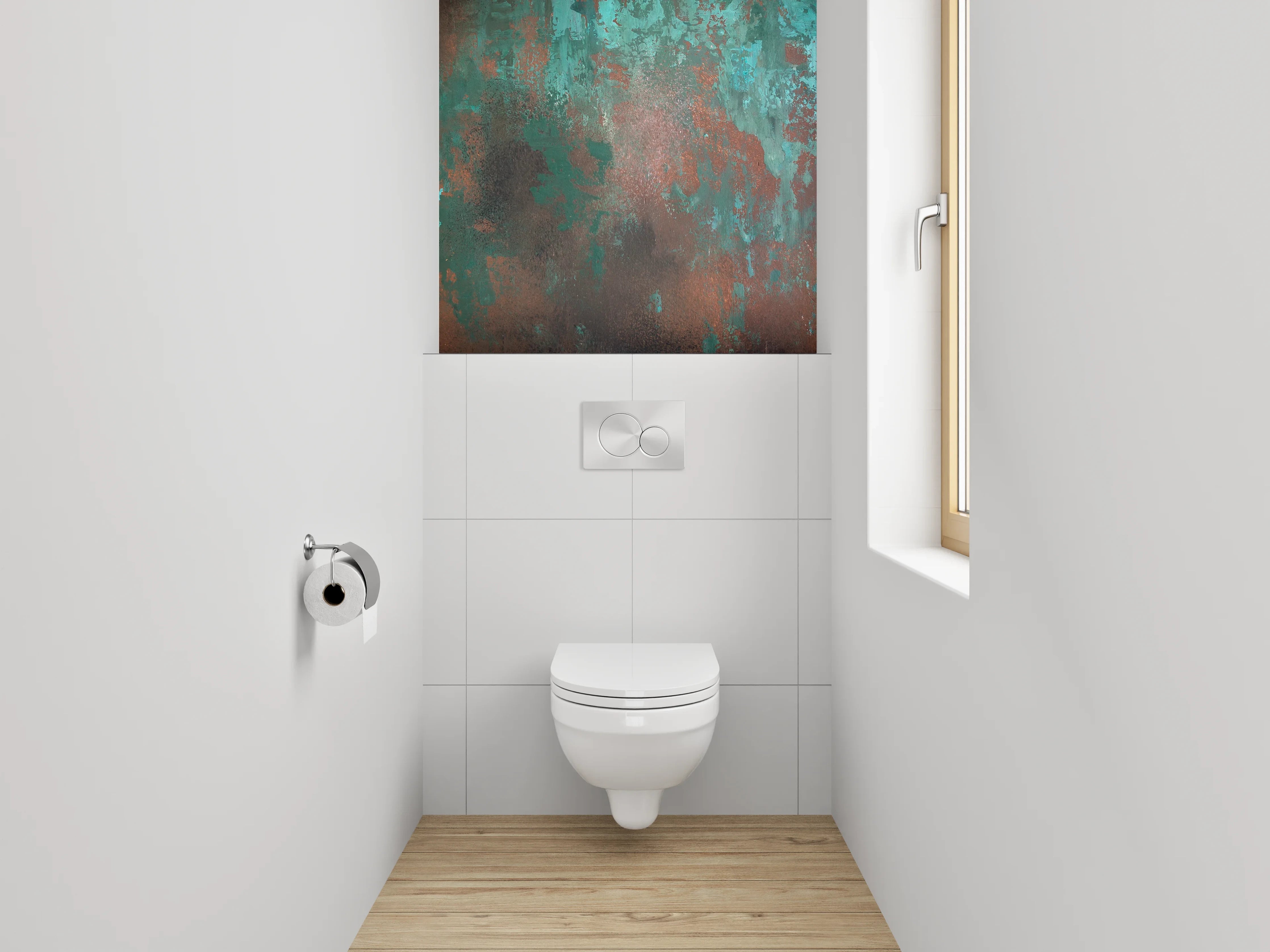 WC-Rückwand - Abstrakte Patina Türkis Braun Kunst