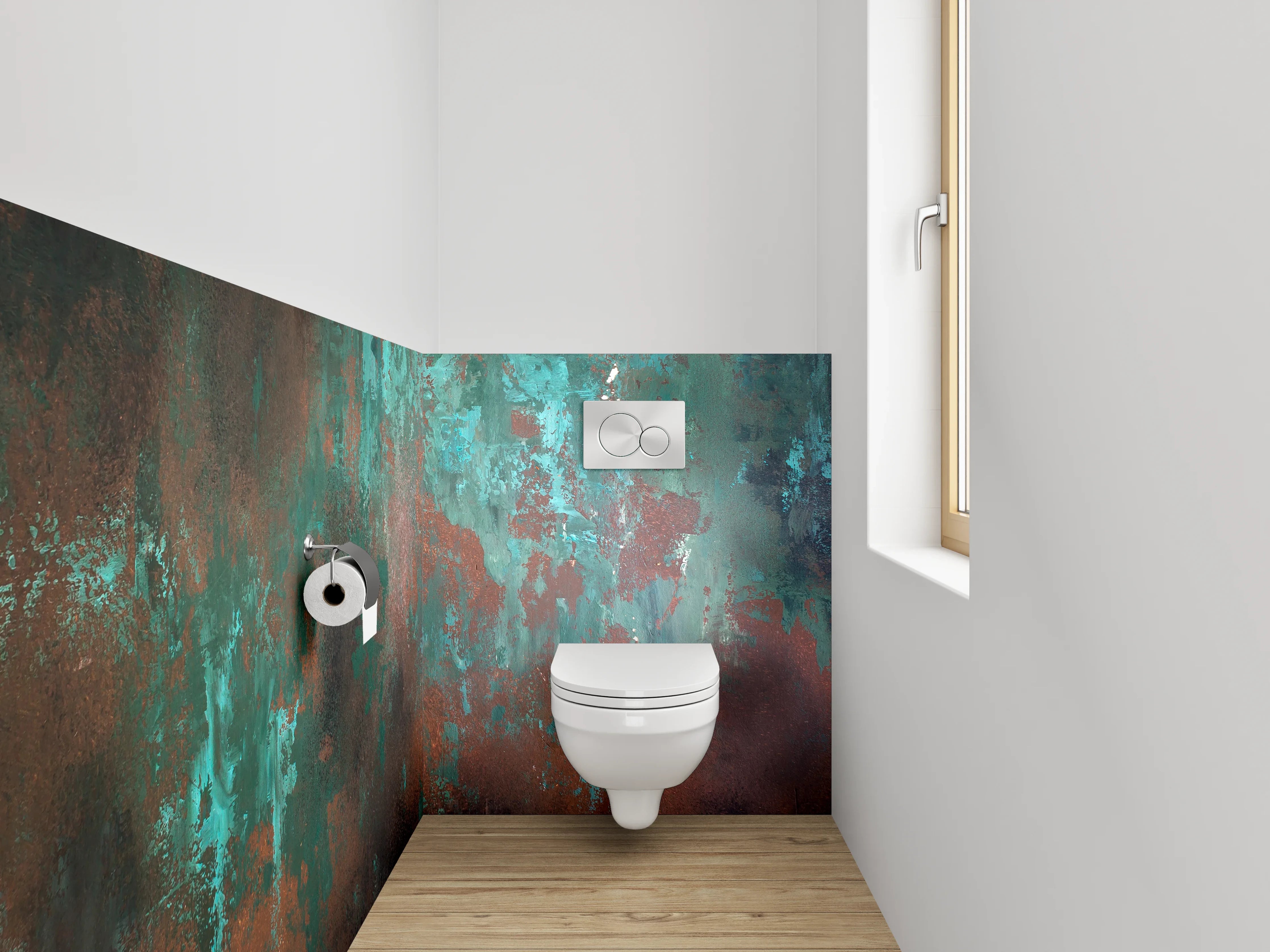 WC-Rückwand - Abstrakte Patina Türkis Braun Kunst