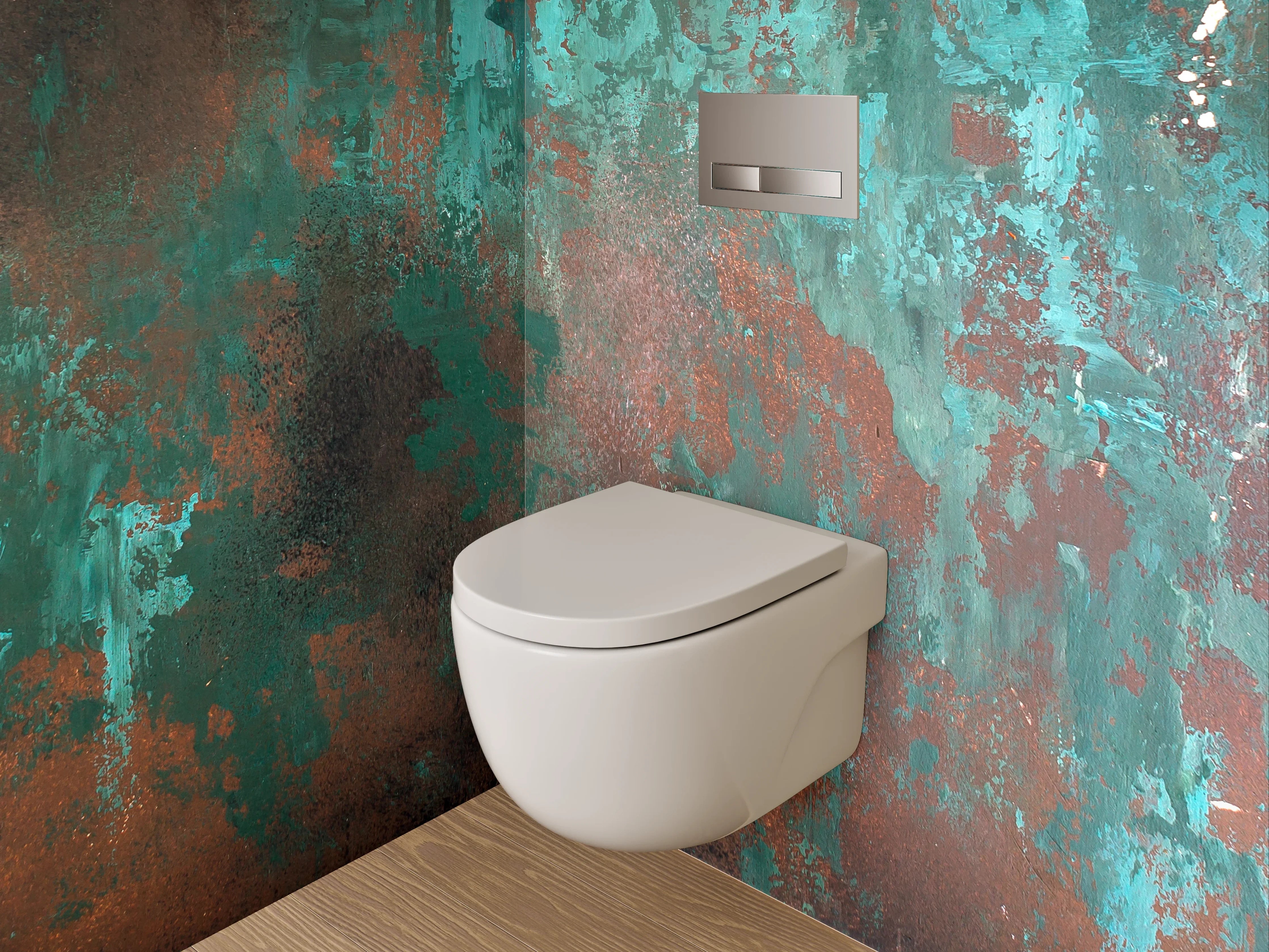 WC-Rückwand - Abstrakte Patina Türkis Braun Kunst