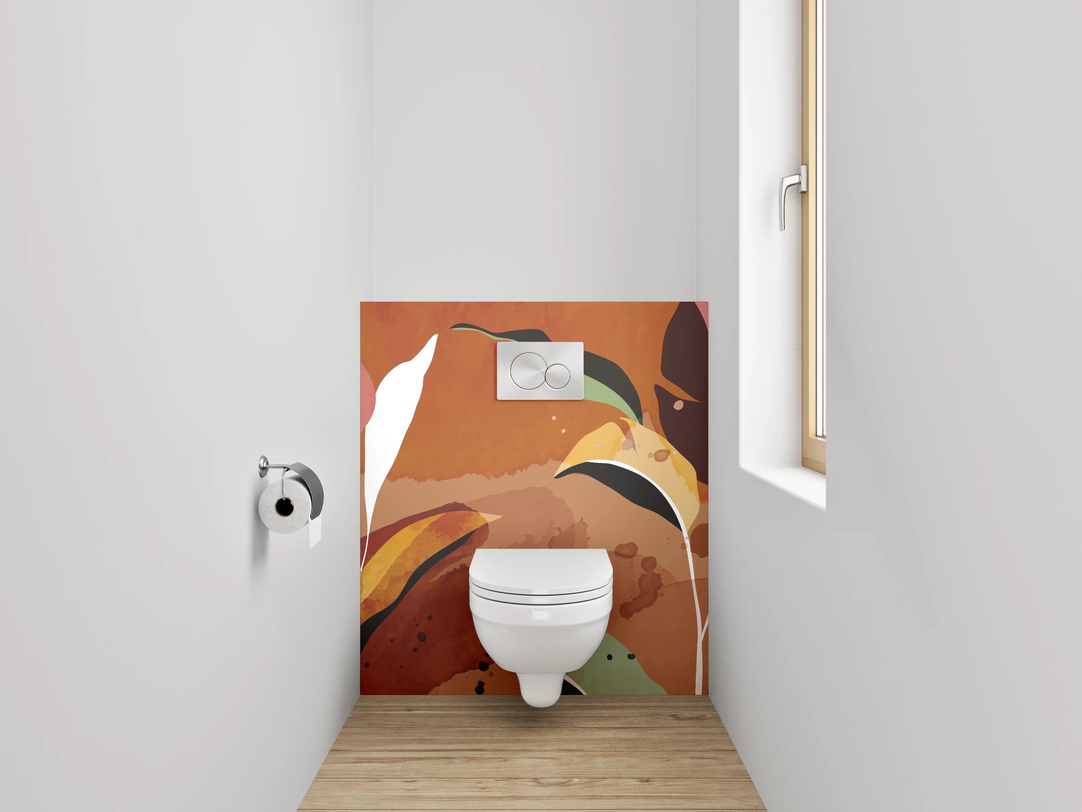 WC-Rückwand - Abstrakte Pflanzen Aquarell Braun