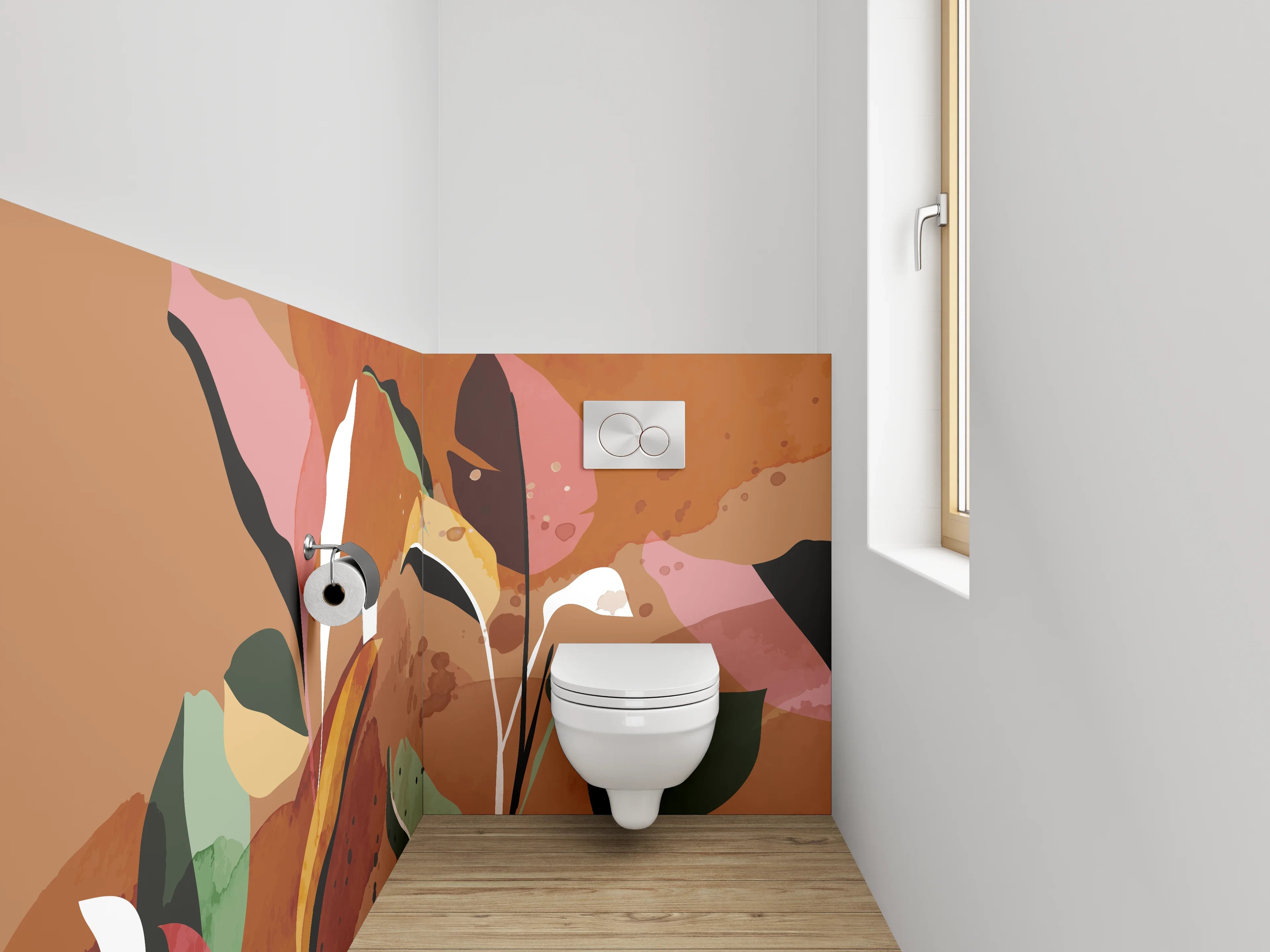 WC-Rückwand - Abstrakte Pflanzen Aquarell Braun
