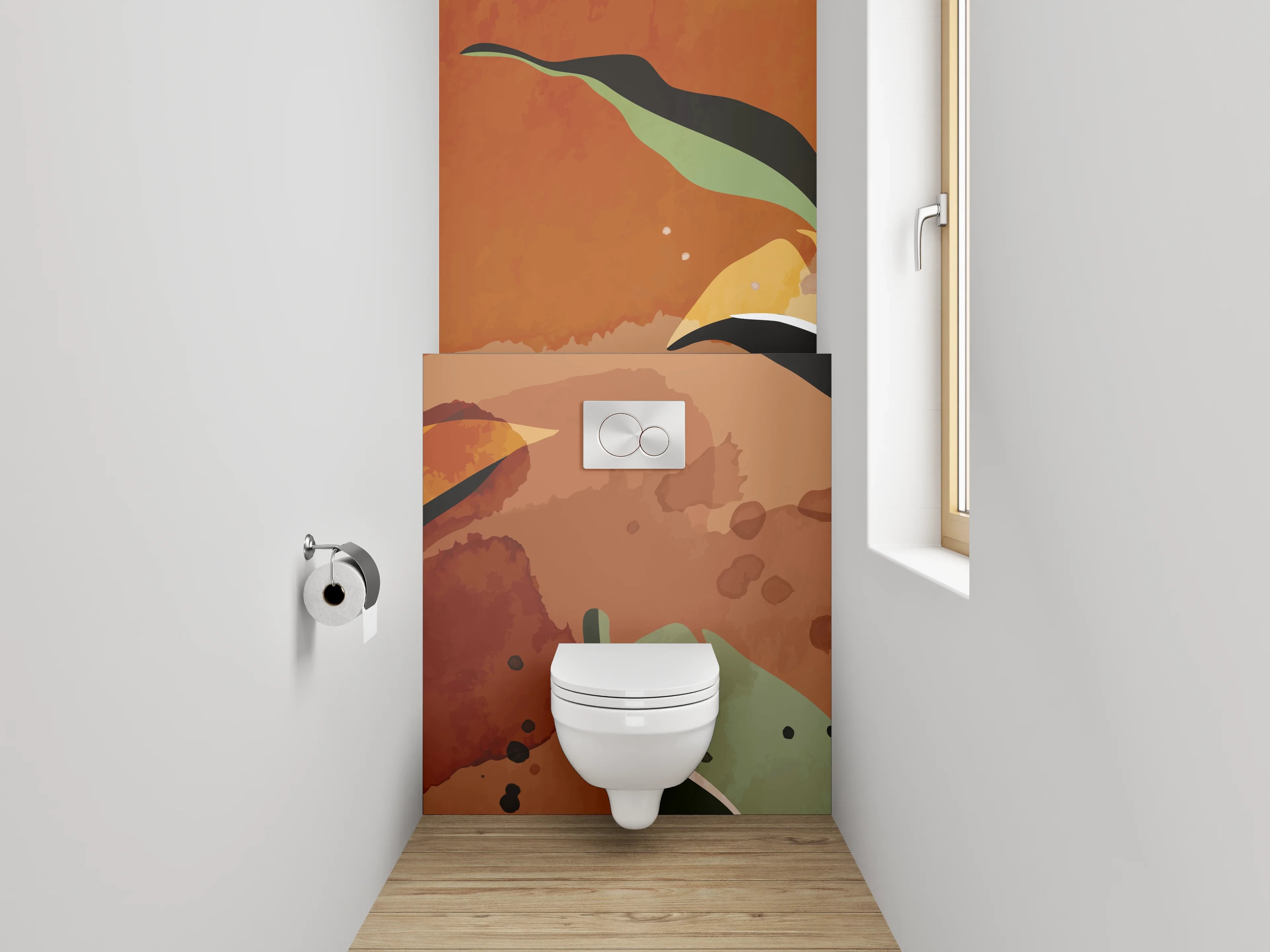 WC-Rückwand - Abstrakte Pflanzen Aquarell Braun