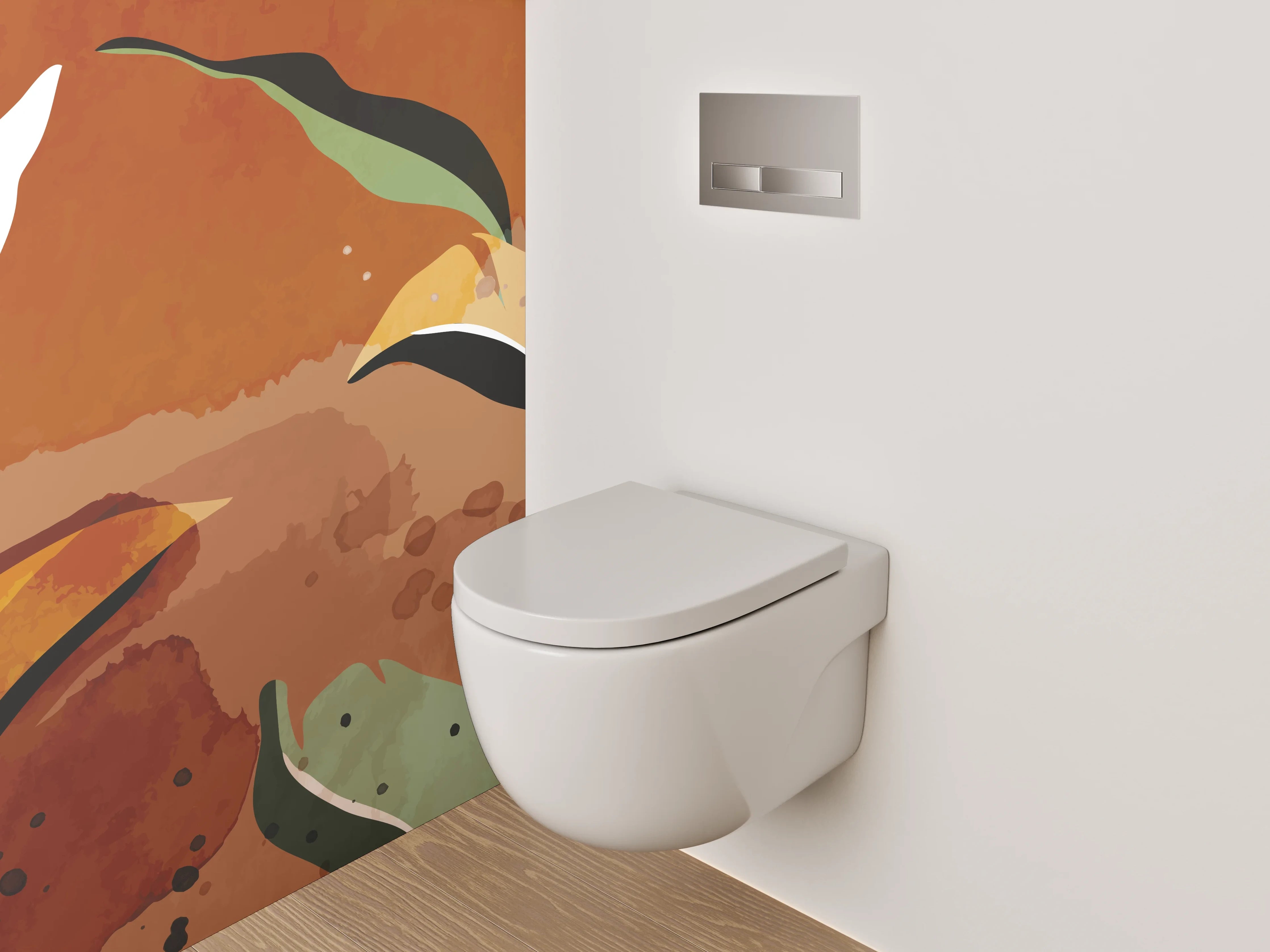 WC-Rückwand - Abstrakte Pflanzen Aquarell Braun