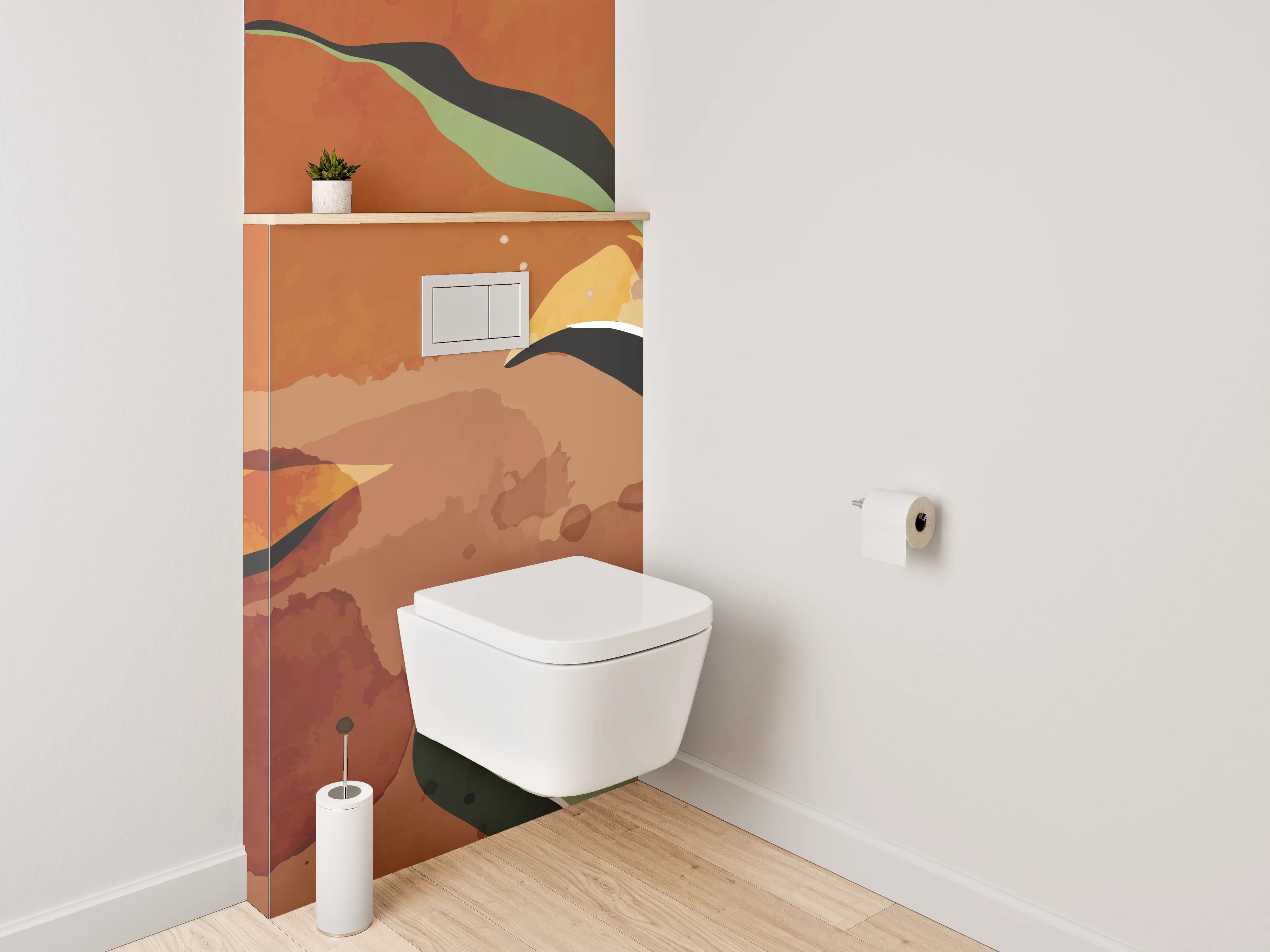 WC-Rückwand - Abstrakte Pflanzen Aquarell Braun