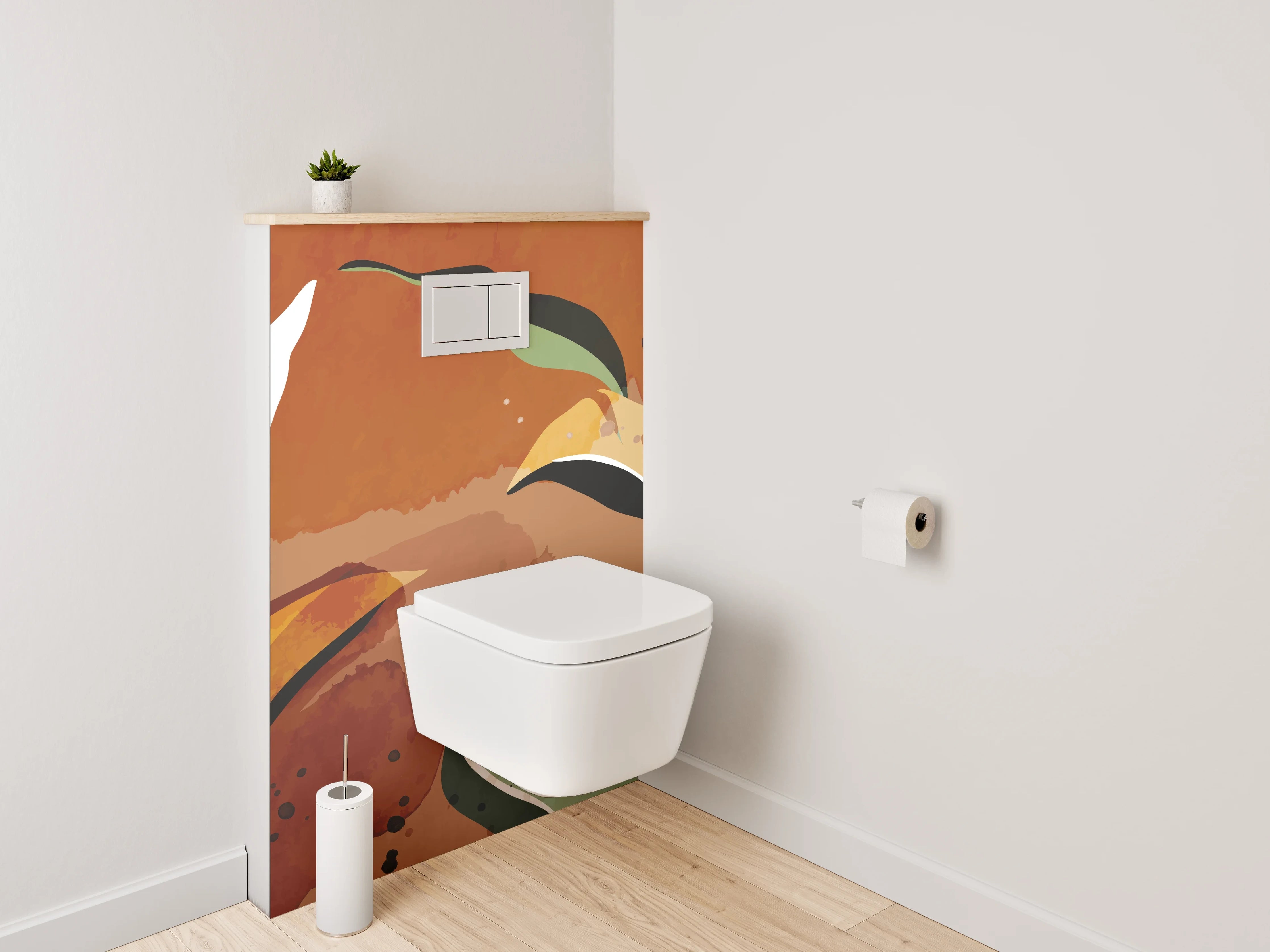 WC-Rückwand - Abstrakte Pflanzen Aquarell Braun