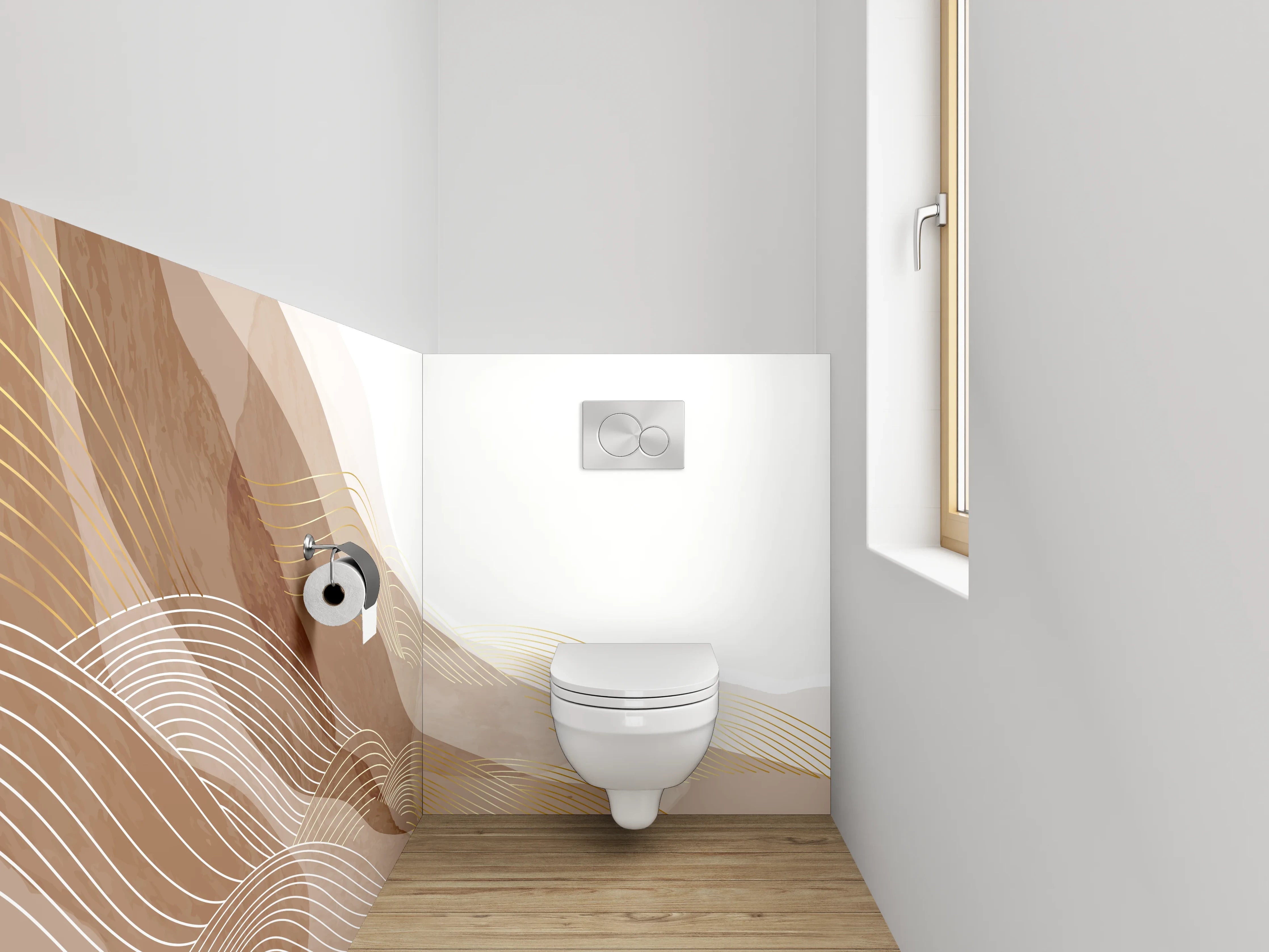 WC-Rückwand - Abstrakte Sandwellen Beige Braun