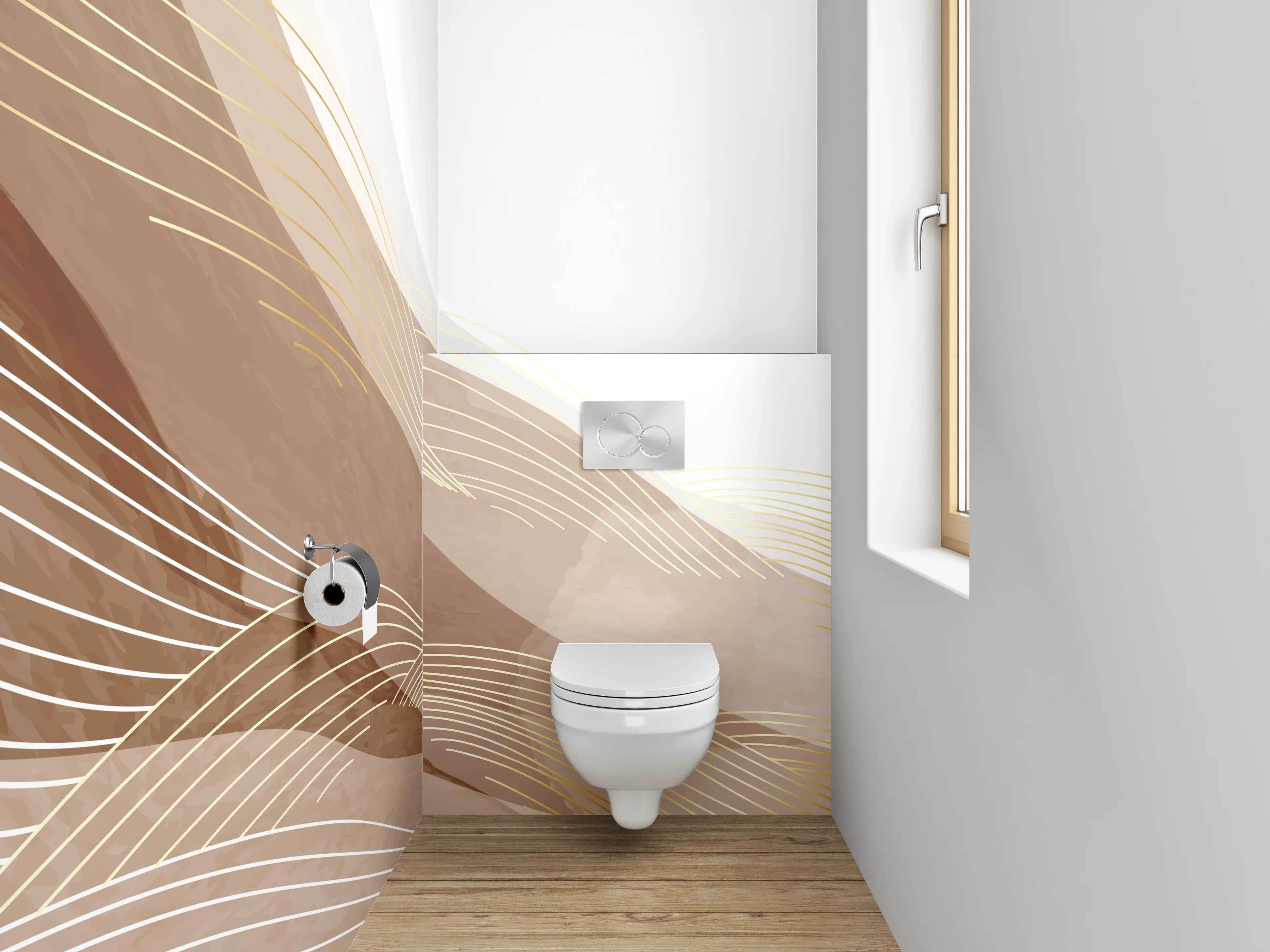 WC-Rückwand - Abstrakte Sandwellen Beige Braun