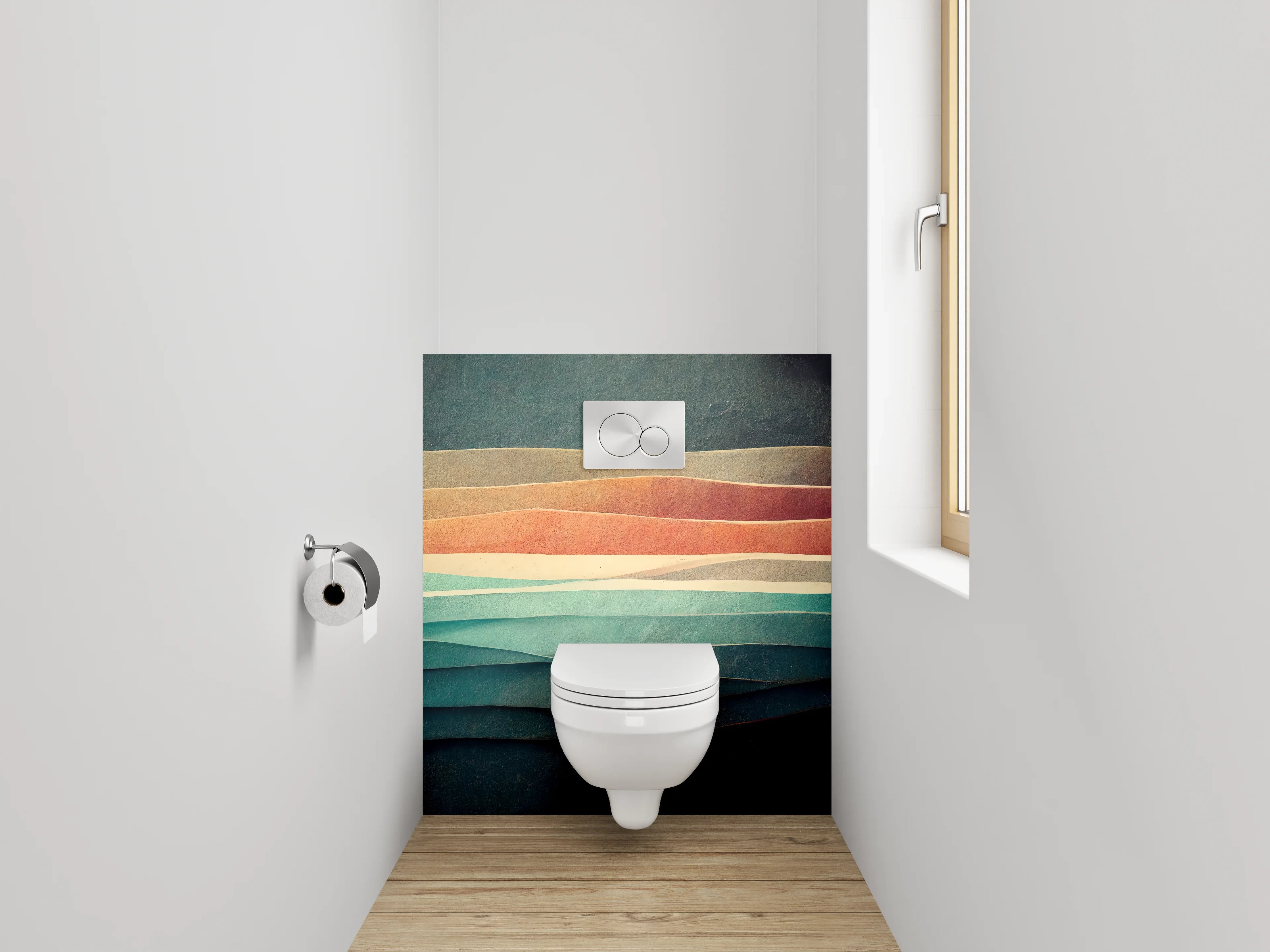 WC-Rückwand - Abstrakte Schichtung Pastell Aquarell